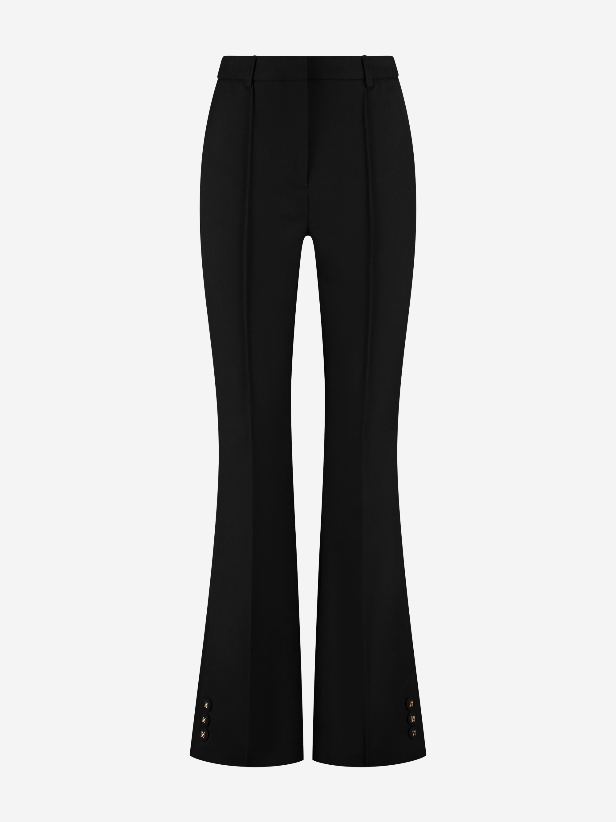 Fitted flared pants with front seam and N-buttons 
