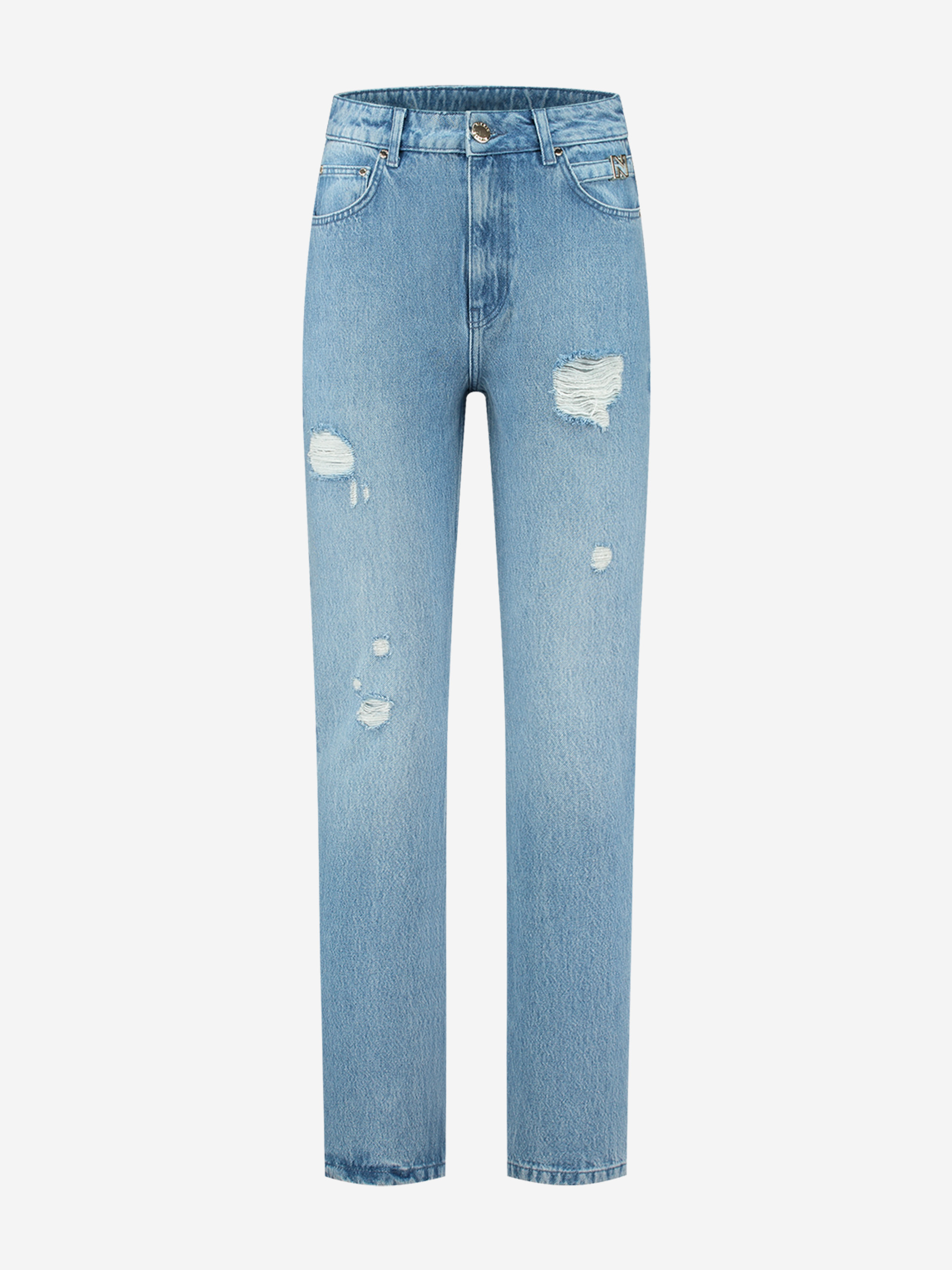 Straight denim jeans with mid rise