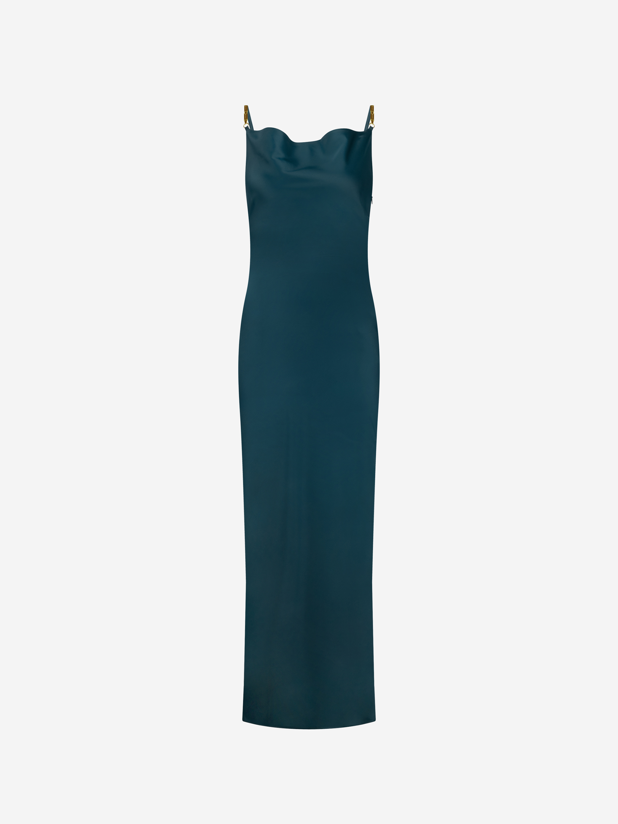 Satin maxi dress with waterfall neckline