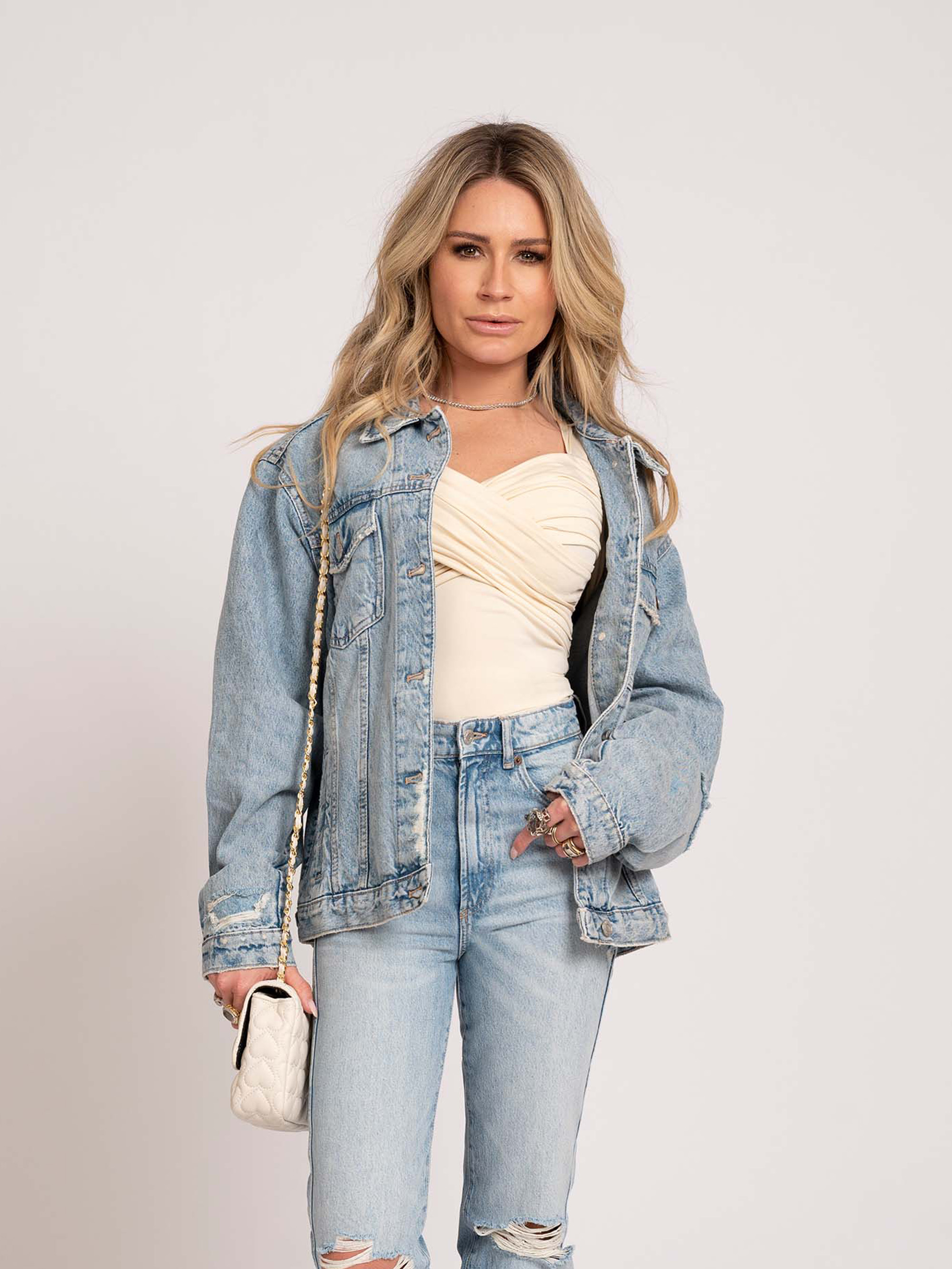  Fitted top with crossed neckline