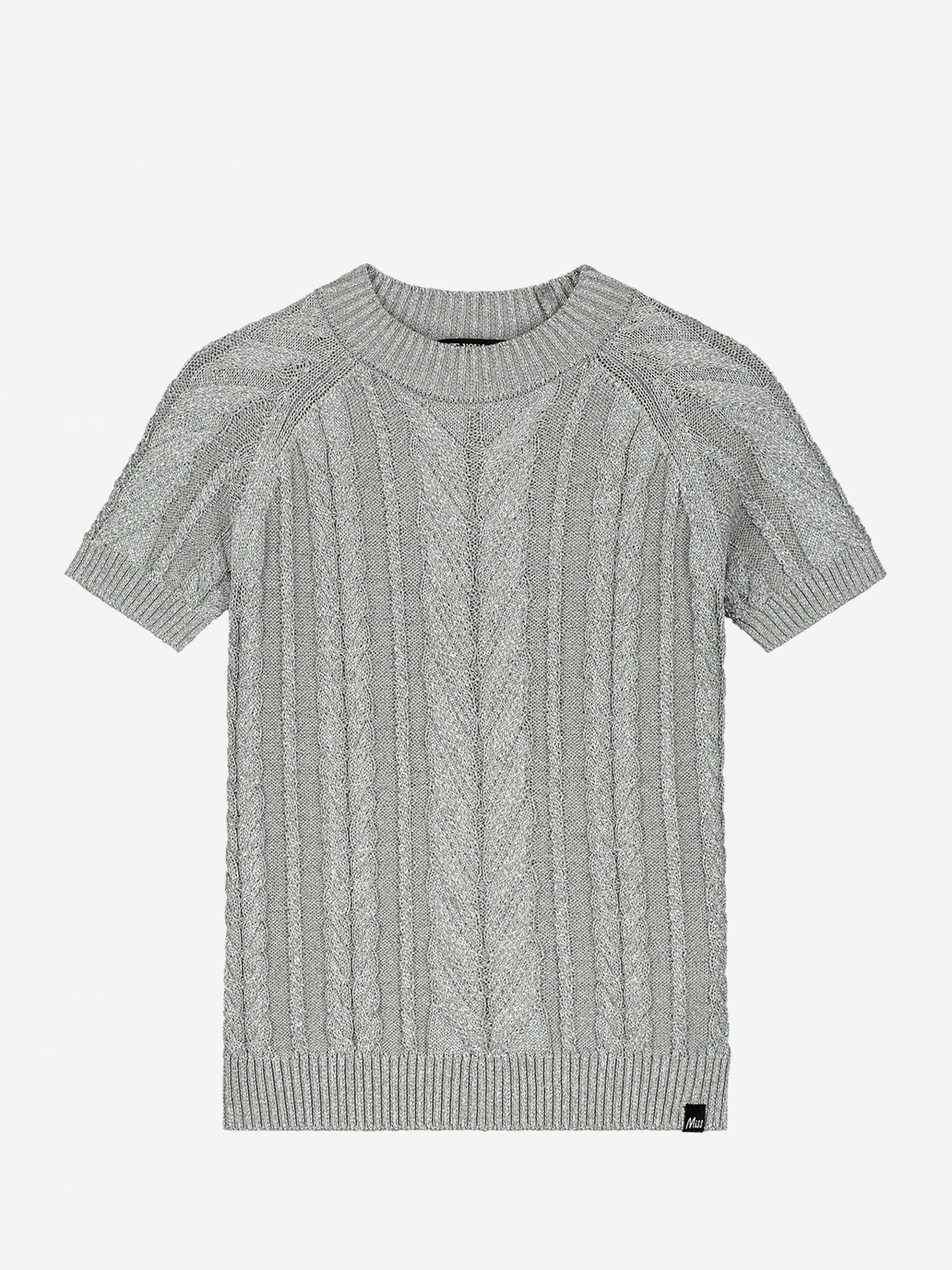Metallic Cable Knit top with short sleeves 