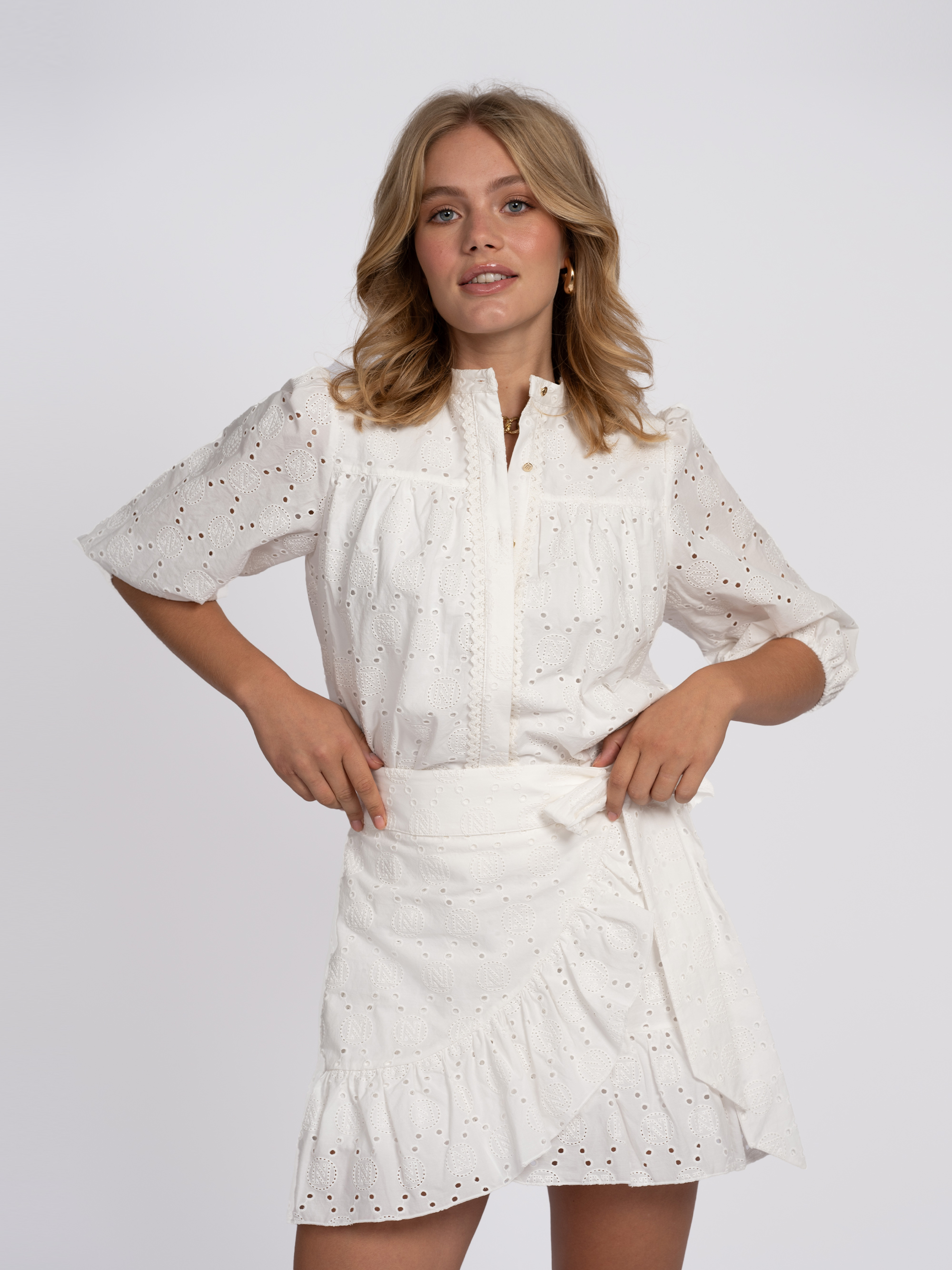 Broderie anglaise wrap skirt