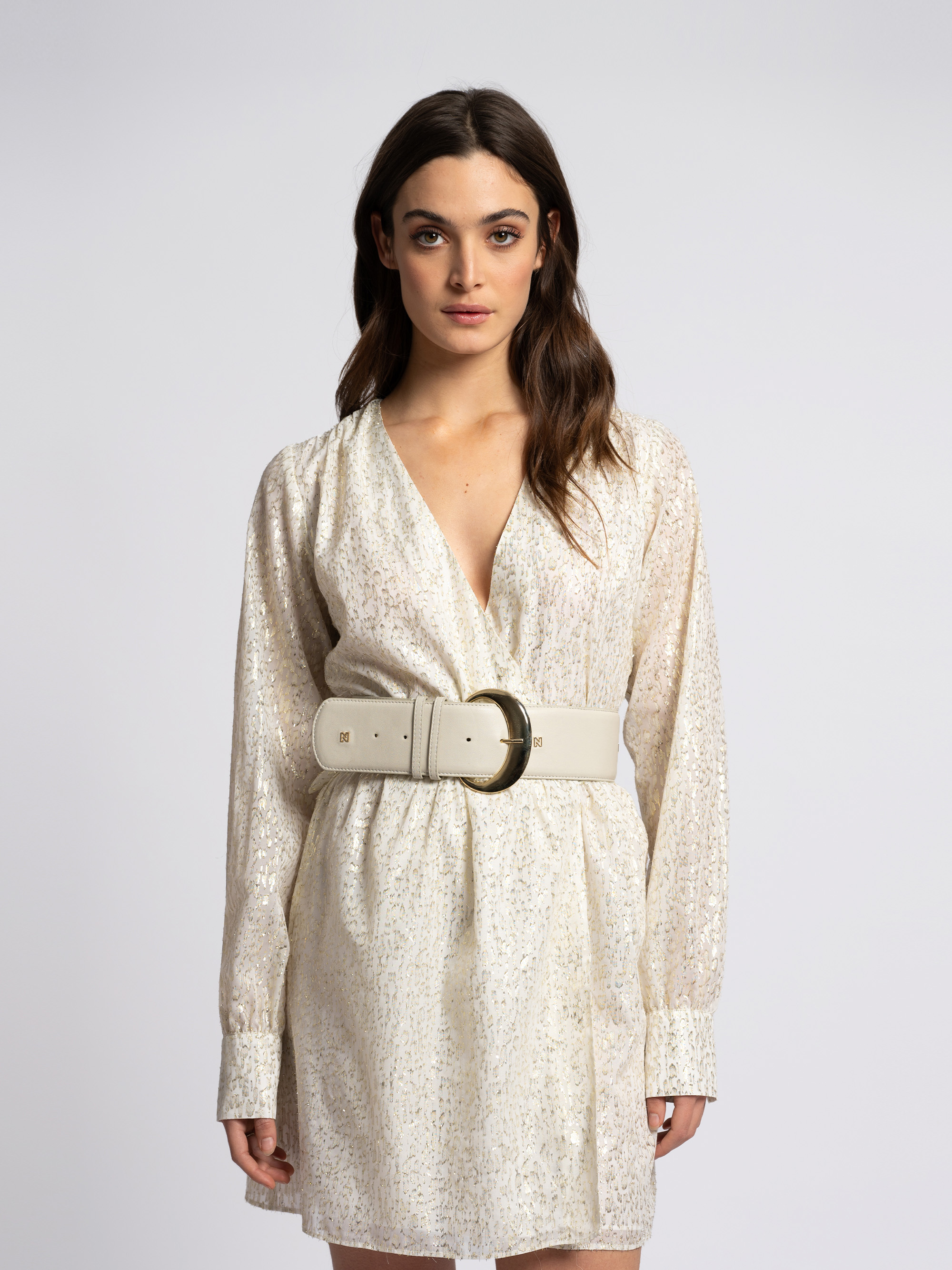 Jurk met doorgeweven lurex draad