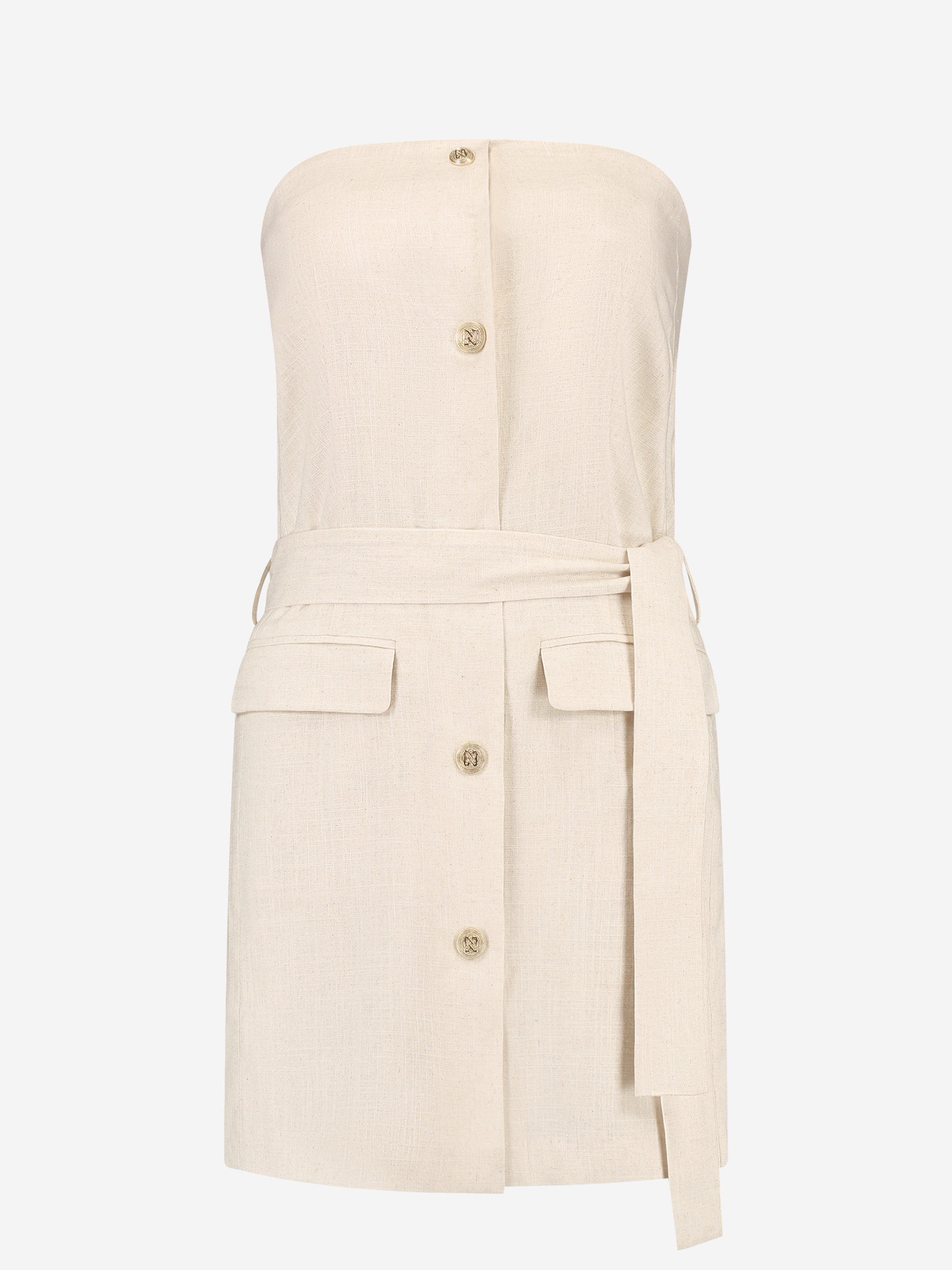 Linen strapless playsuit