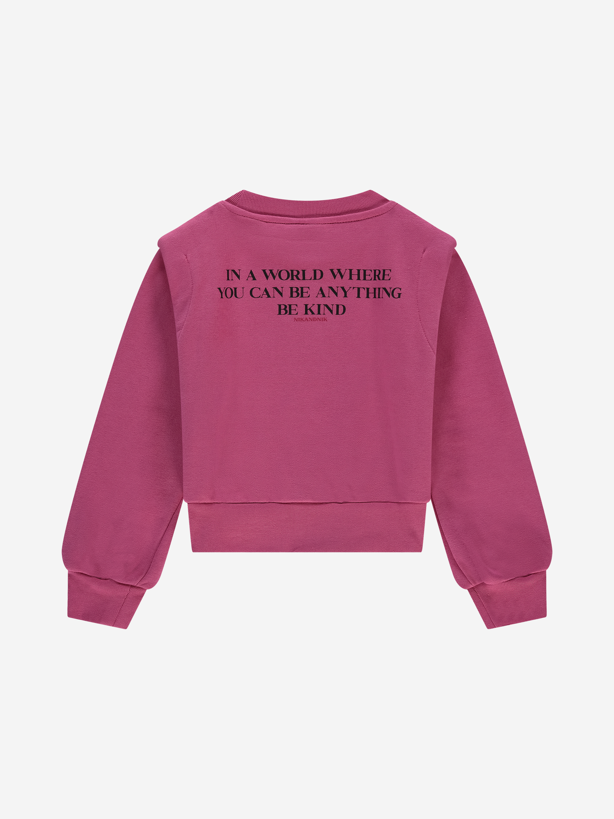 Sweater with NIK&NIK logo and quote on the back