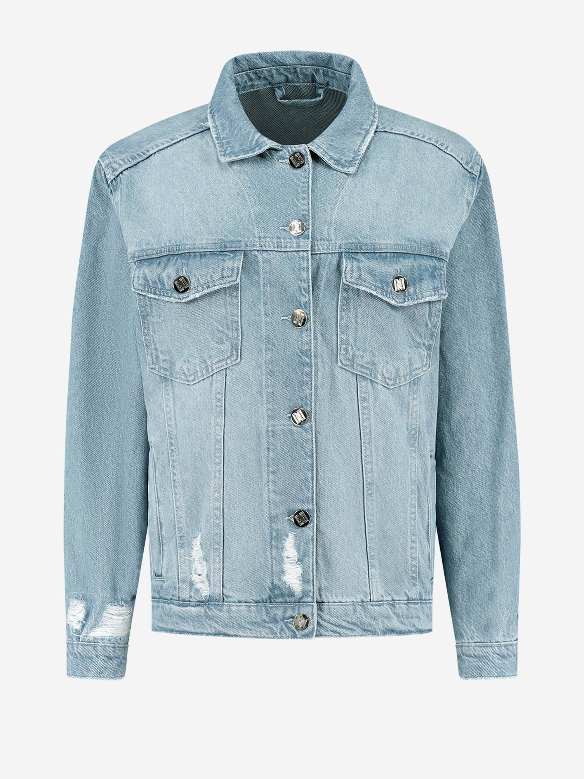 Loose fit destroyed denim jacket 