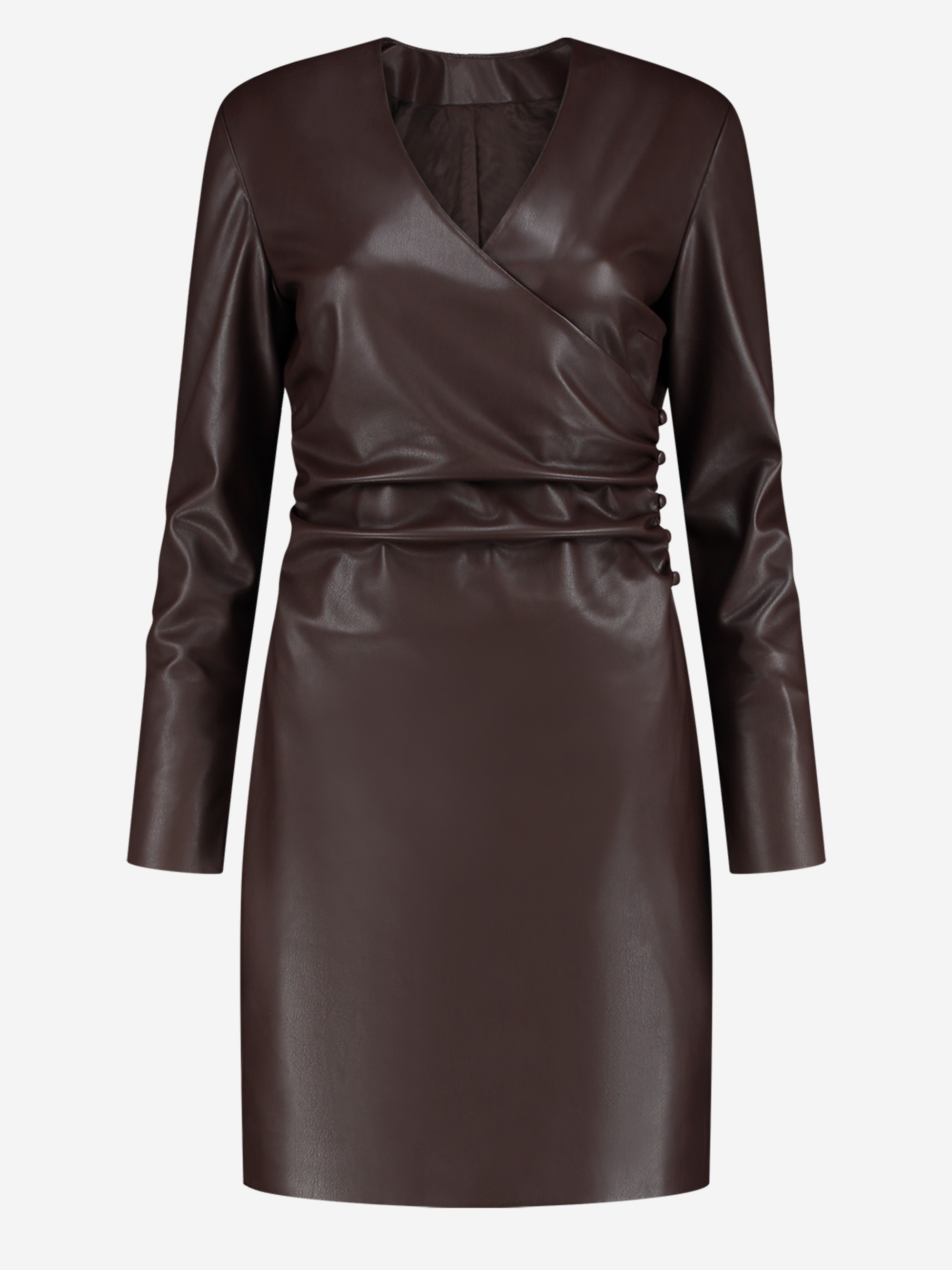 Vegan leather dress with buttons