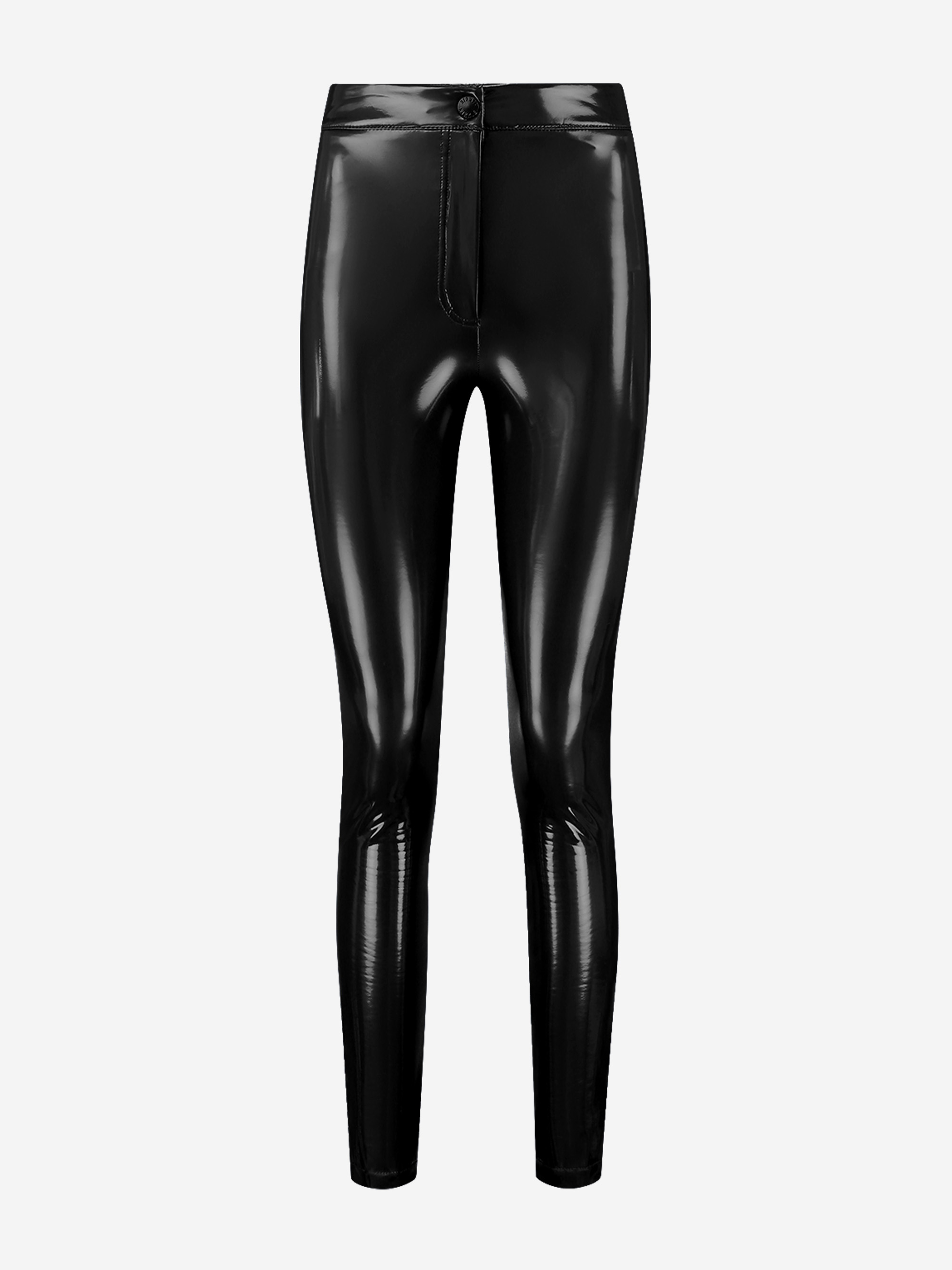 Skinny vinyl pants with mid rise