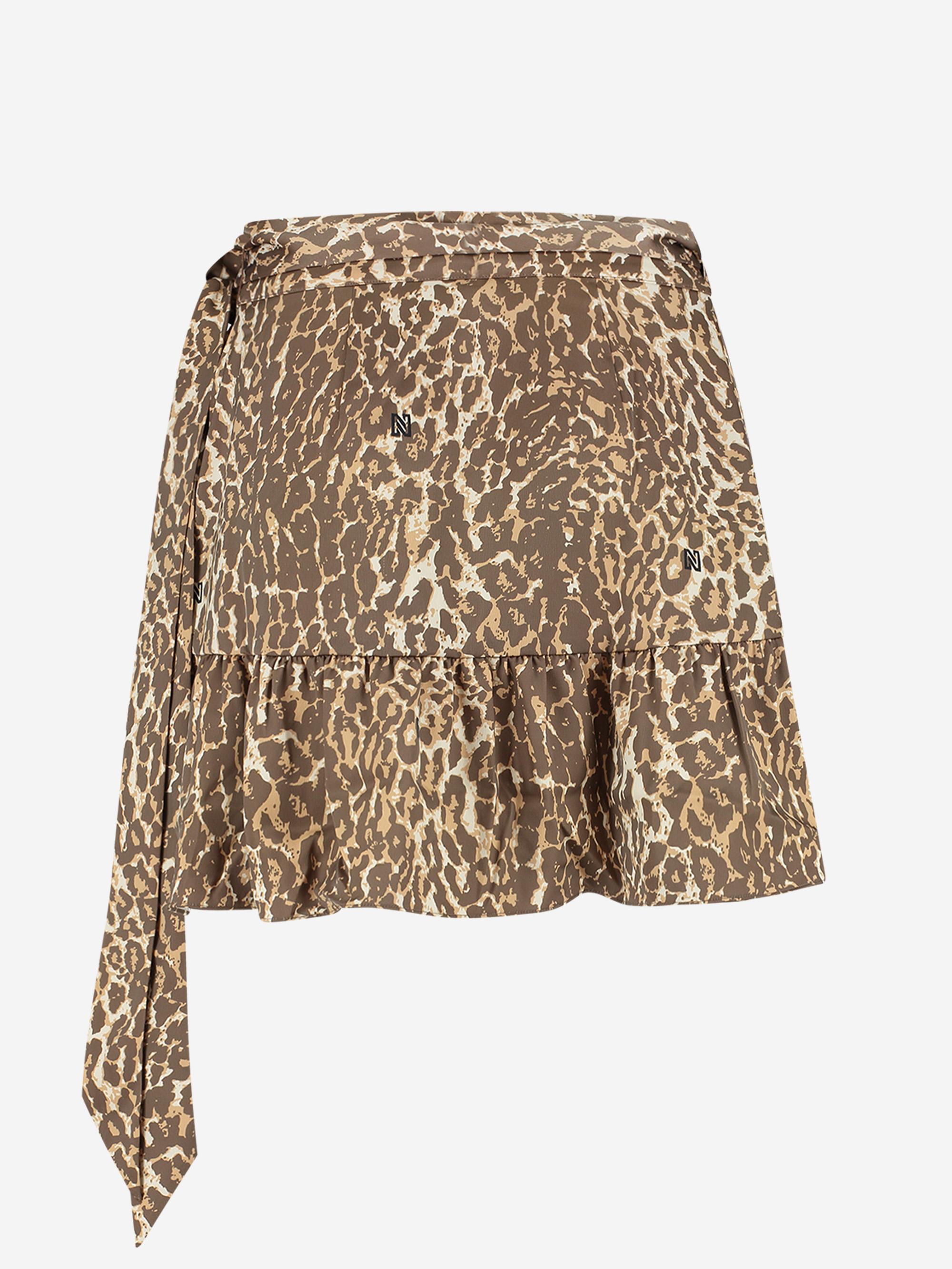 Wrap skirt with panther print and tie cord