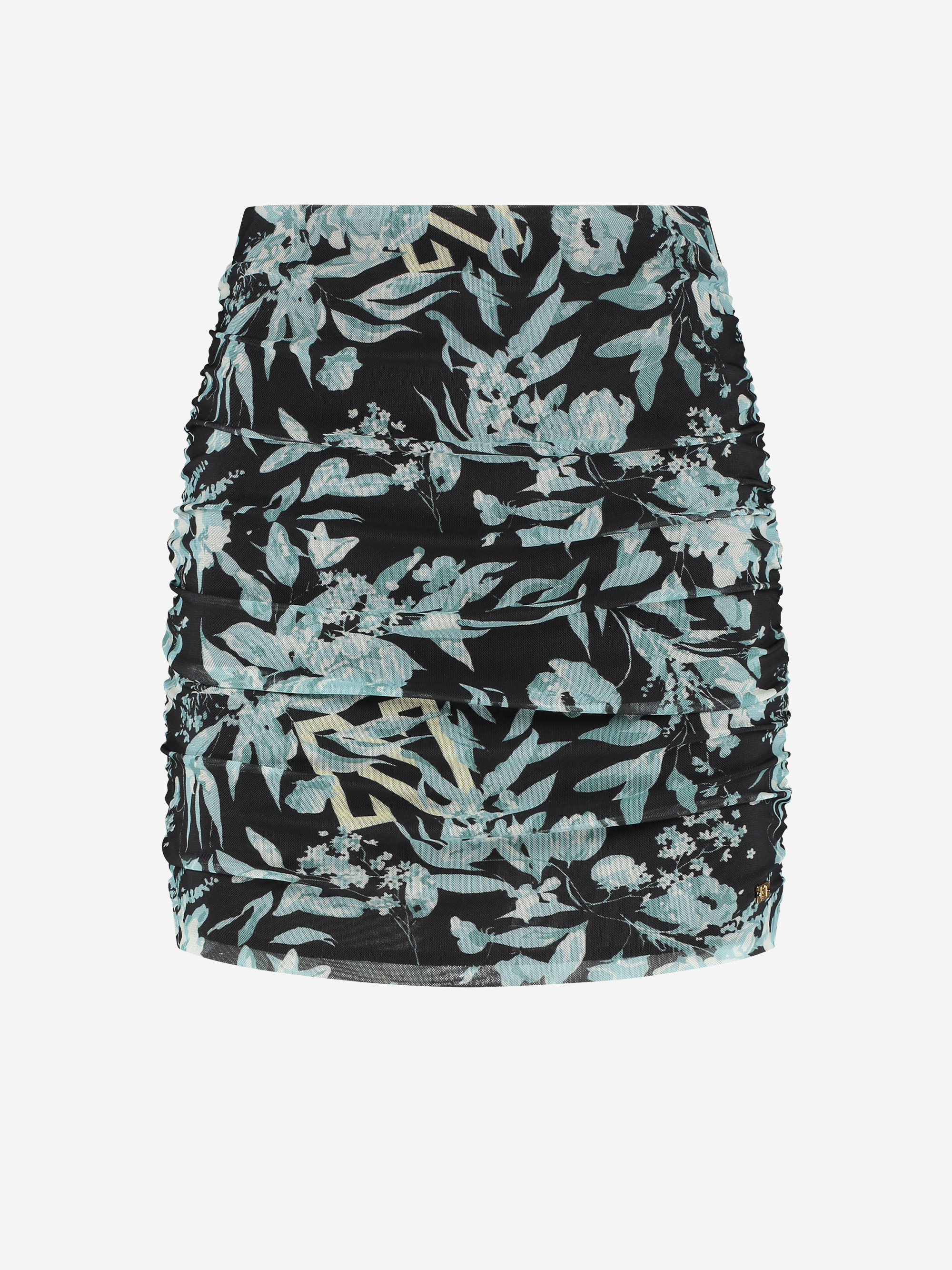 Mesh skirt with flower print