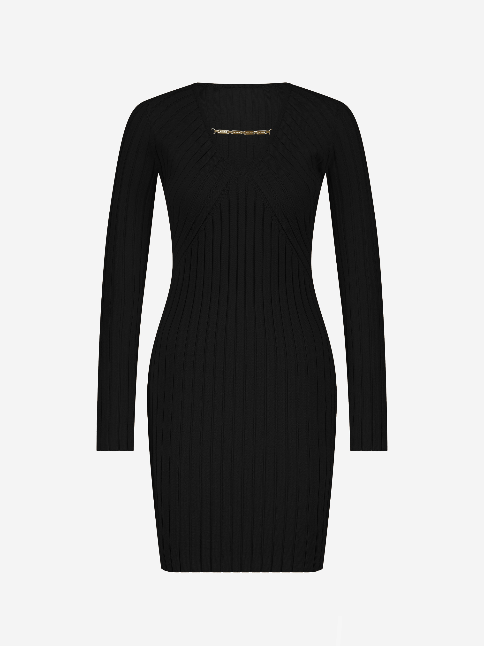 Ribbed dress with chain detail
