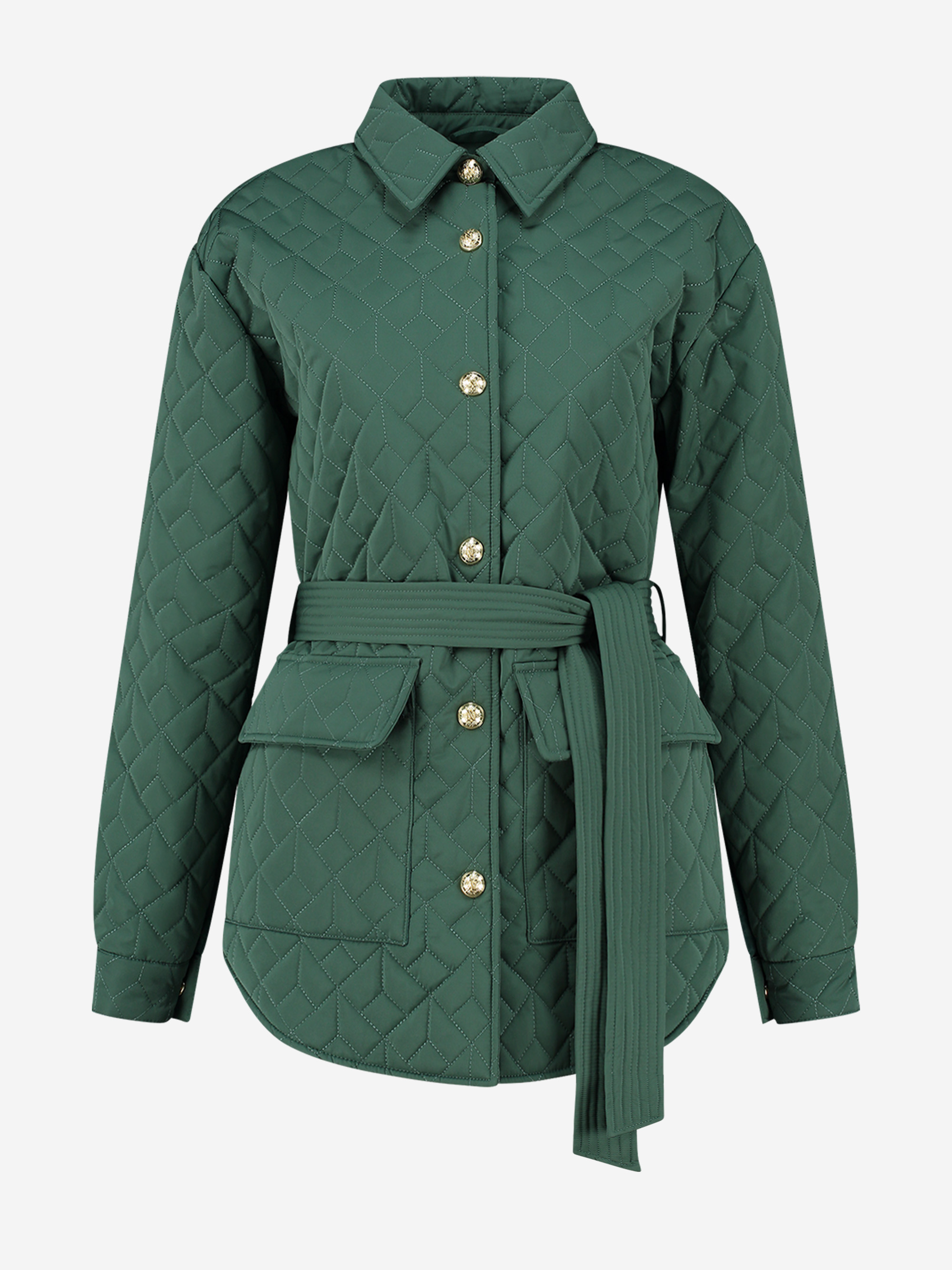  Quilted jacket with tie belt