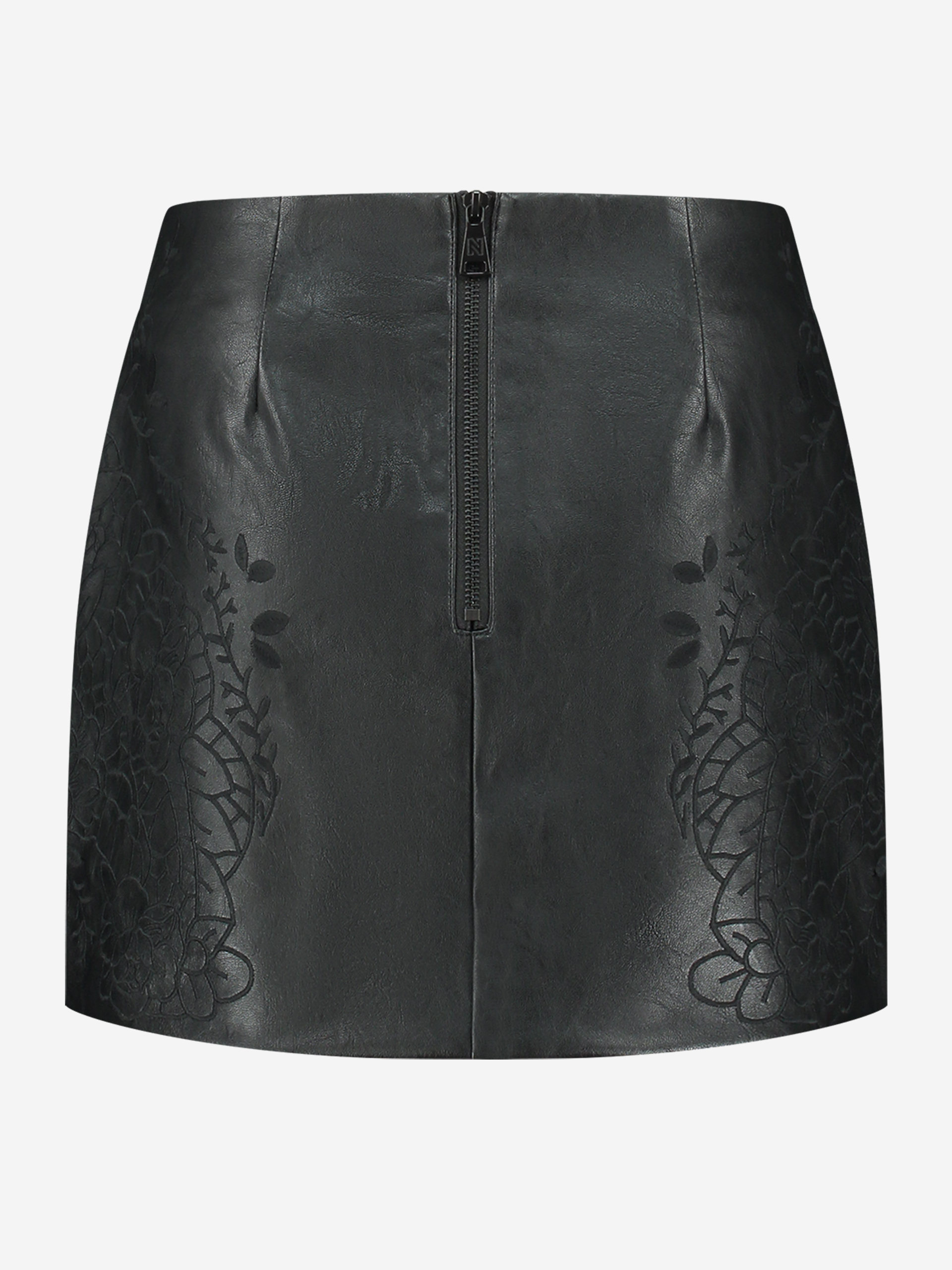 Vegan leather skirt with embroidery details 