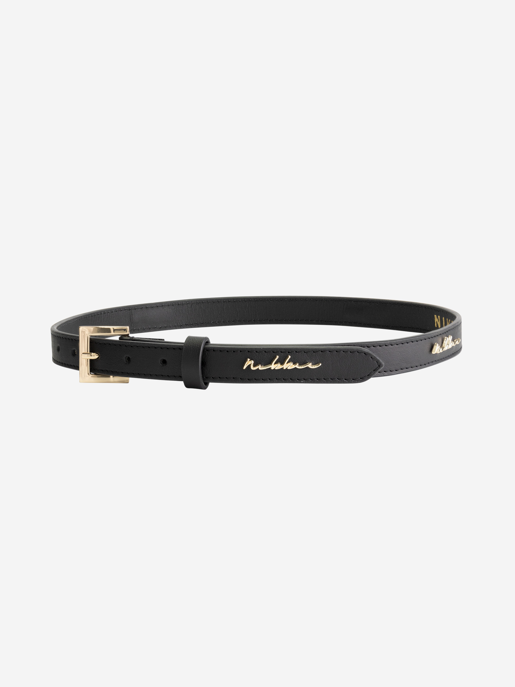 Leather belt with N-logo
