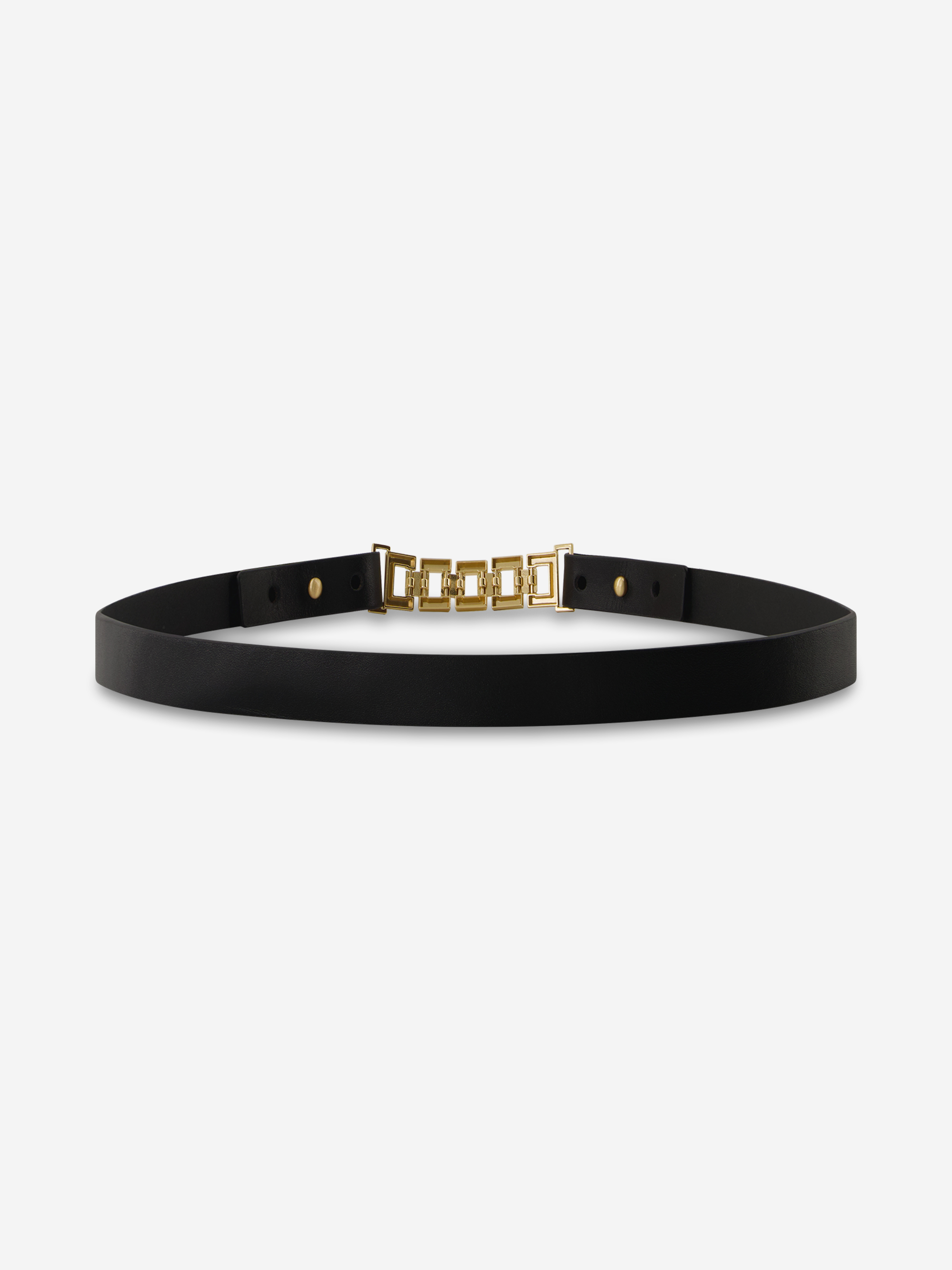 Leather waist belt with chain buckle