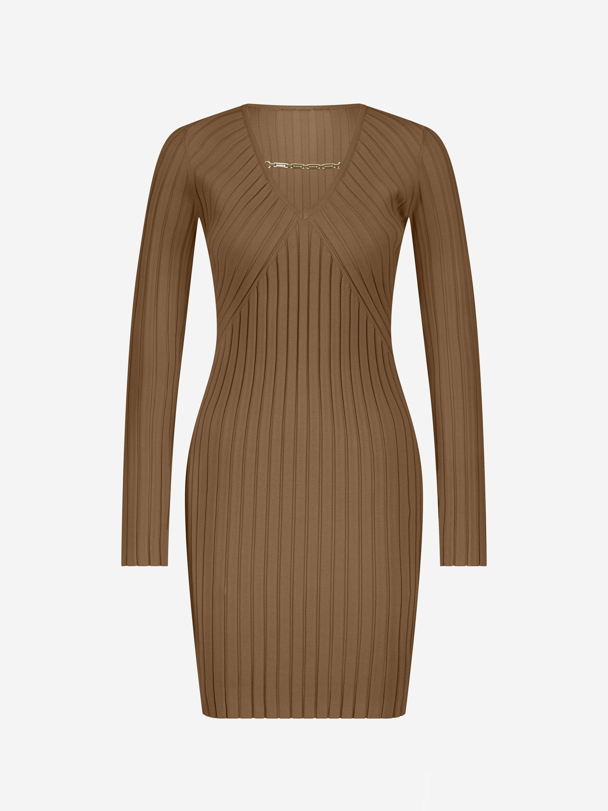 Ribbed dress with chain detail