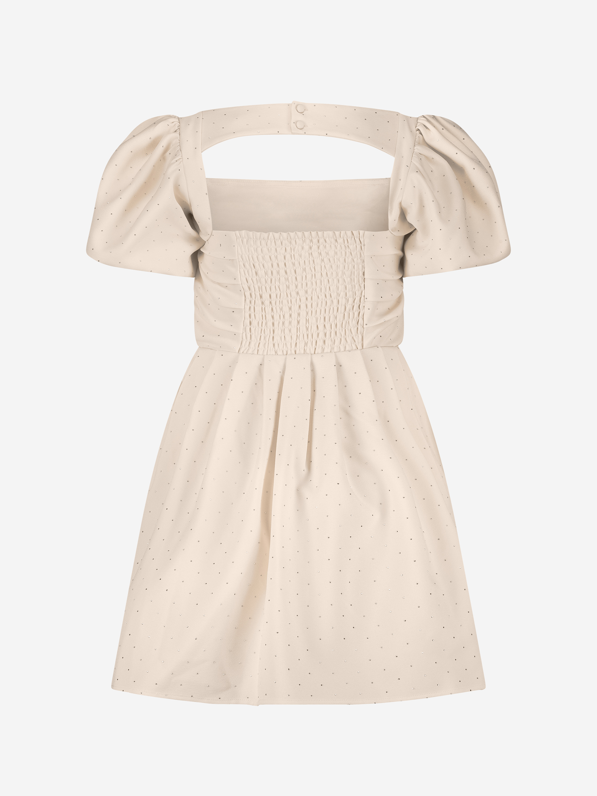 A-line dress with glitter and puff sleeves
