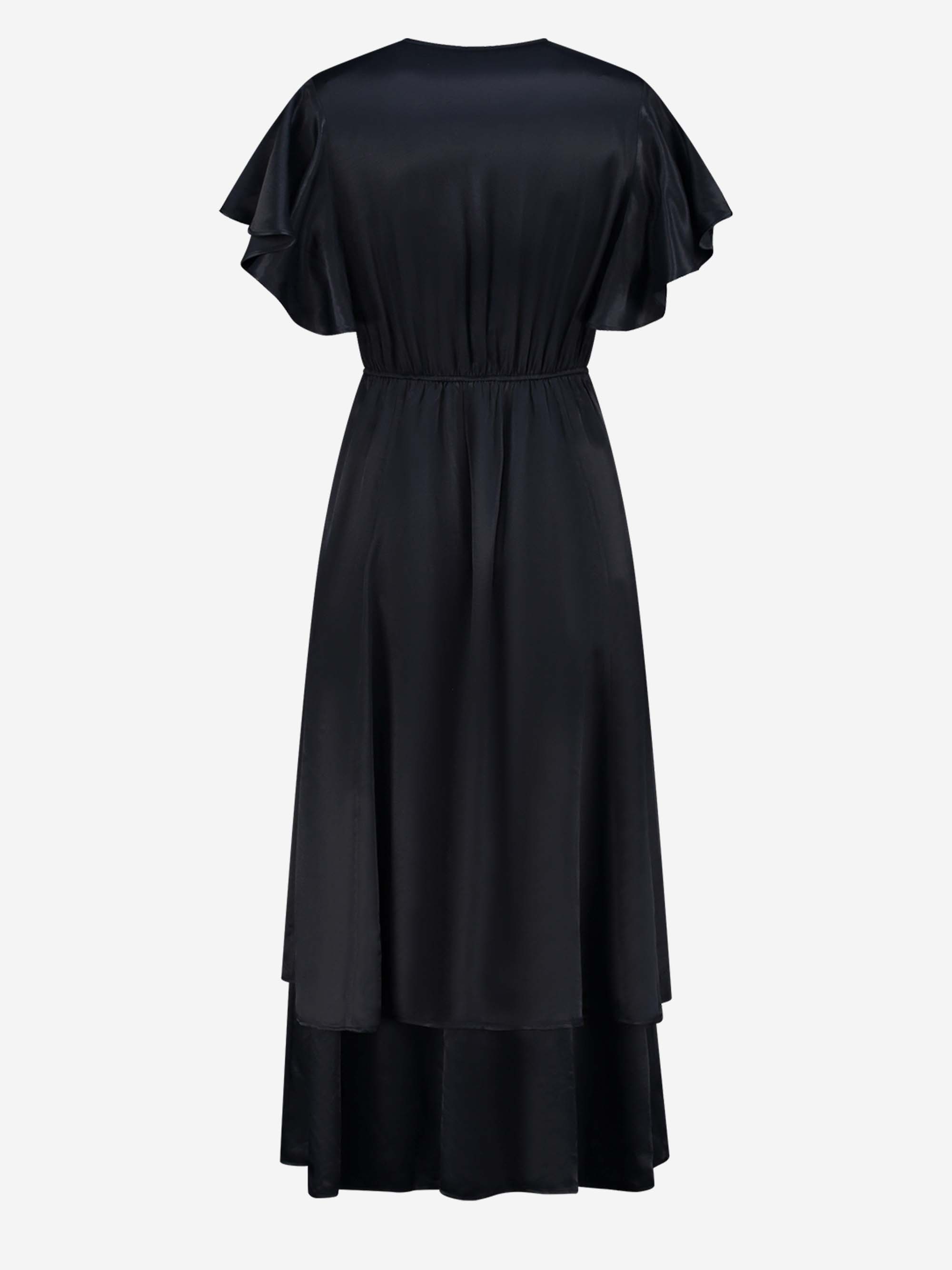 Satin look ruffled maxi dress