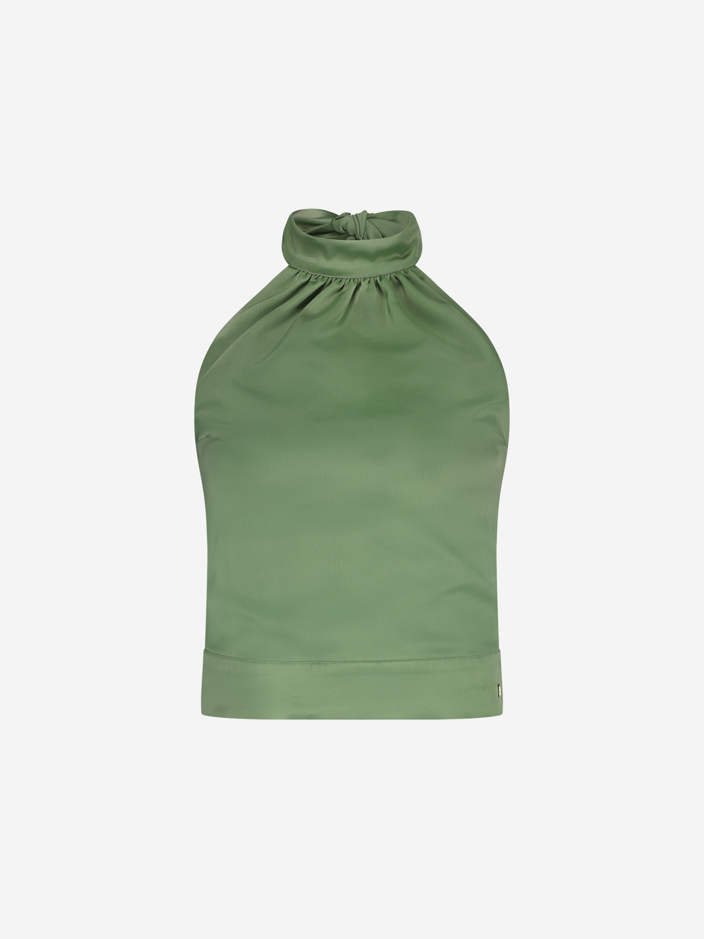 Satin halter top with bow detail