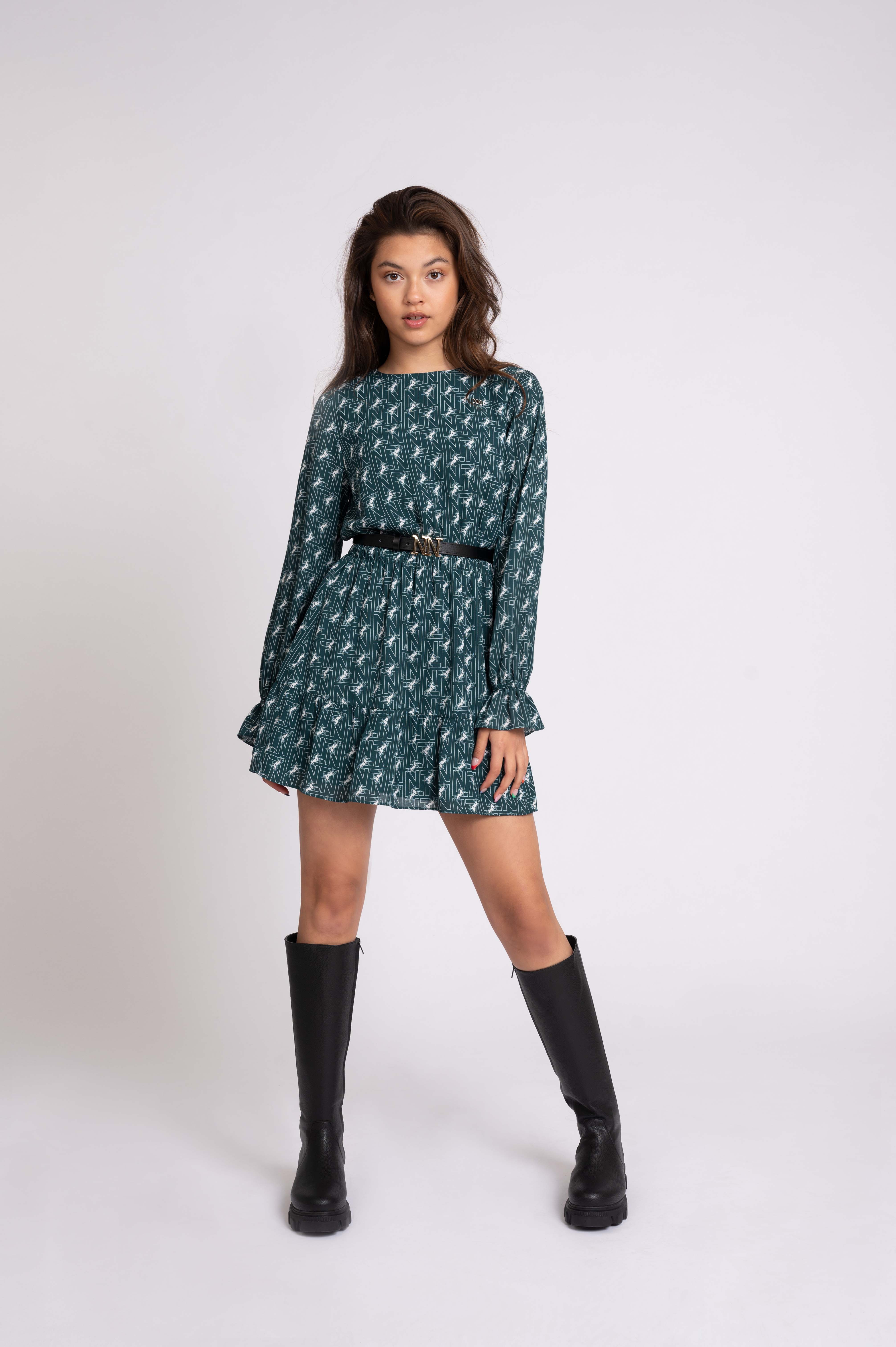 Ruches jurk met all-over print 