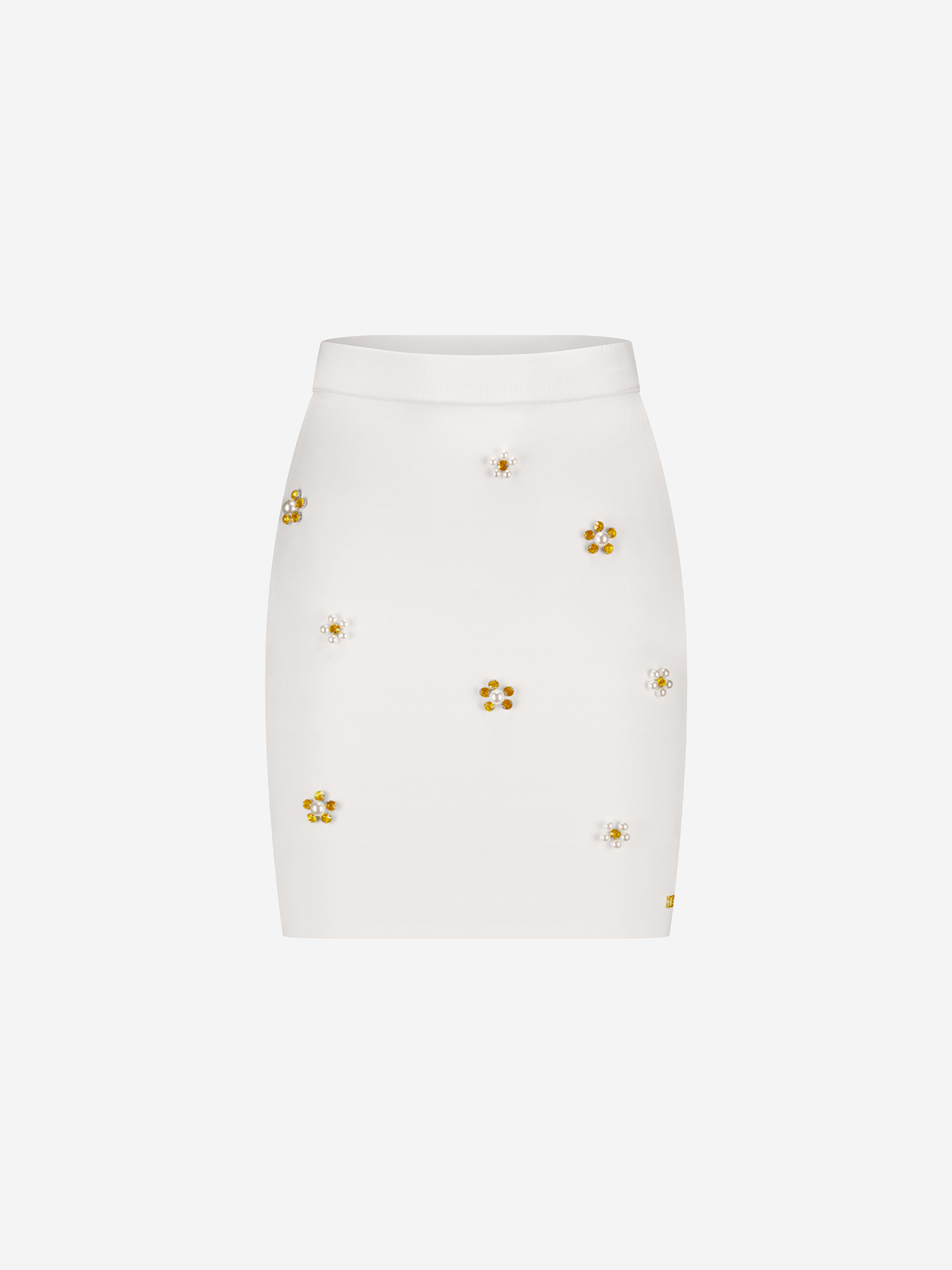 Skirt with rhinestones and pearls