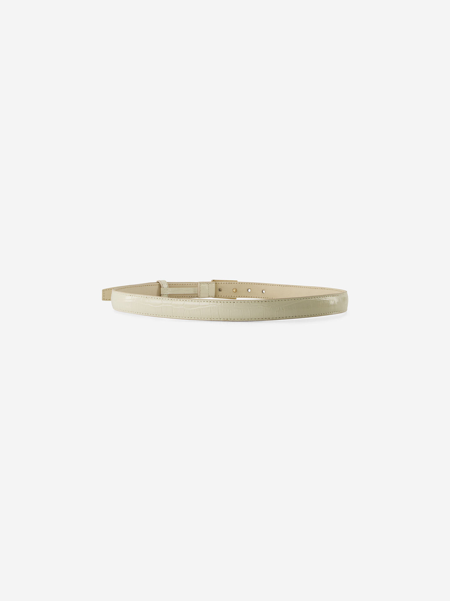 Leather belt with logo buckle