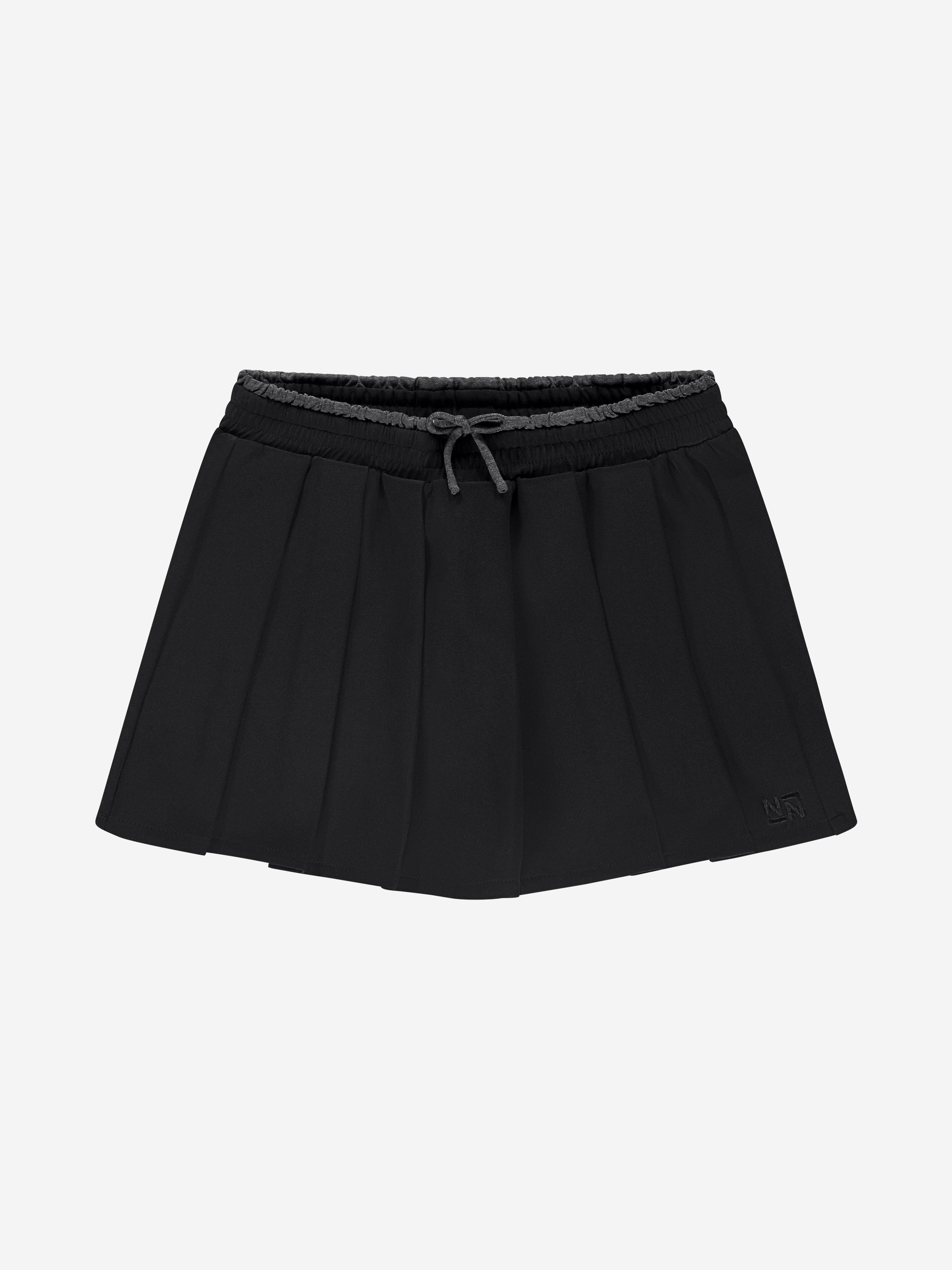 Short skort with pleats and elastic waistband