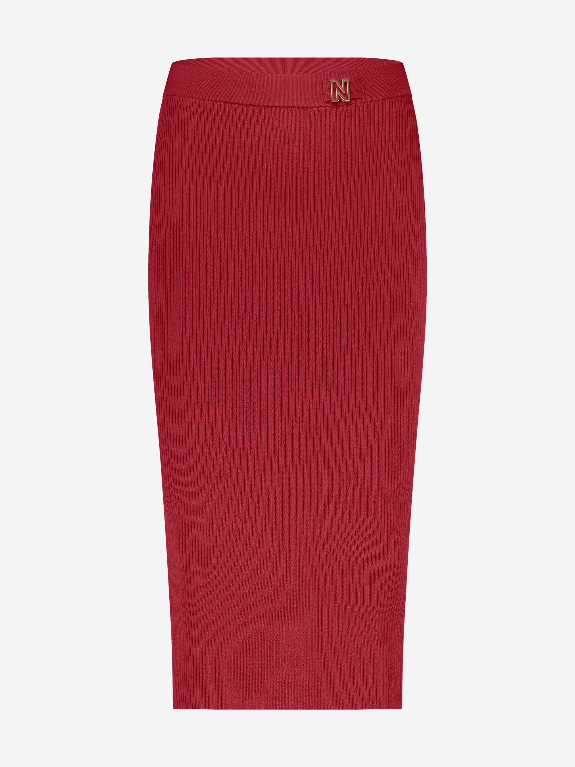 Long fitted skirt with buckle detail