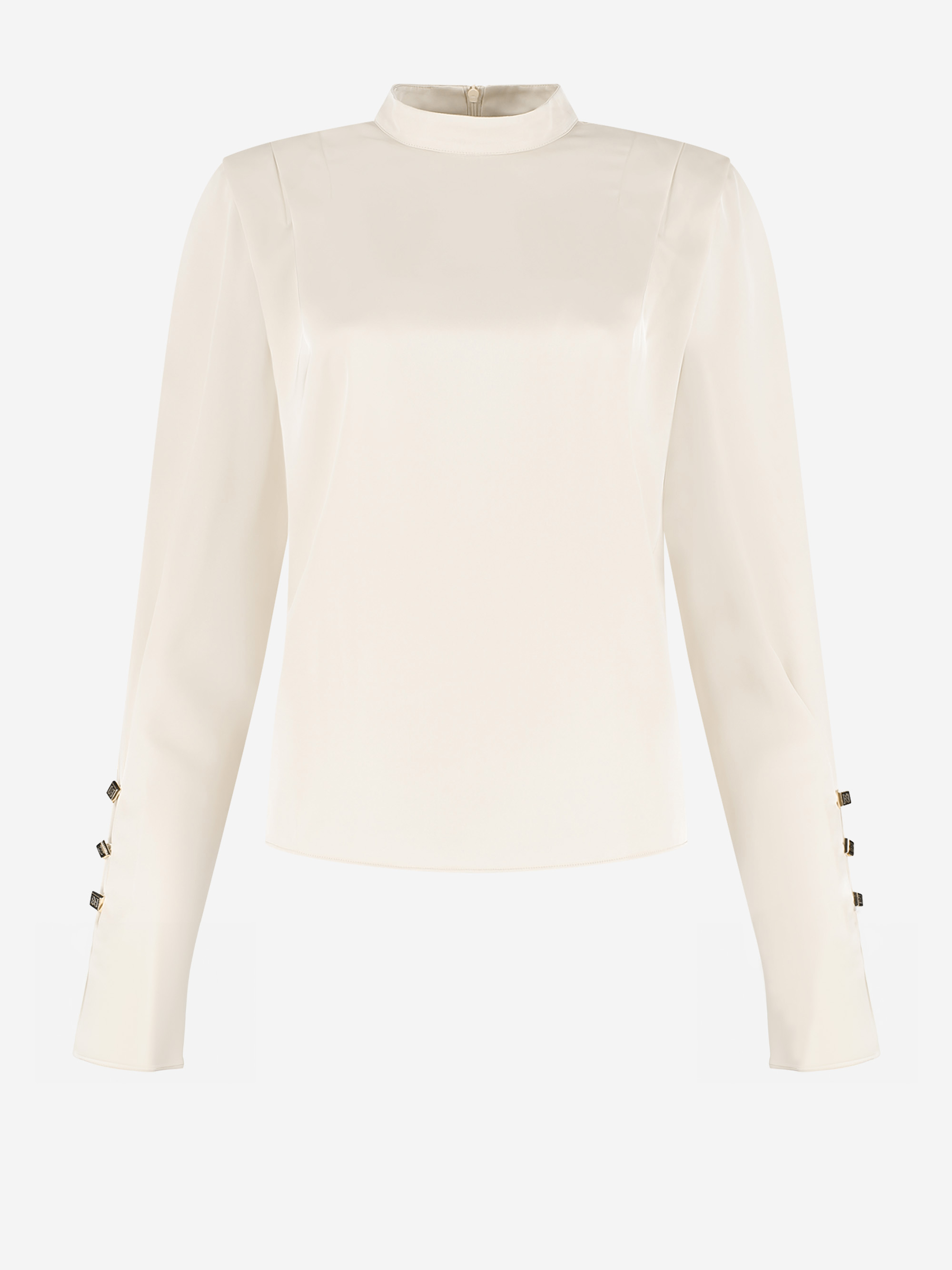 Satin look blouse with flared sleeves