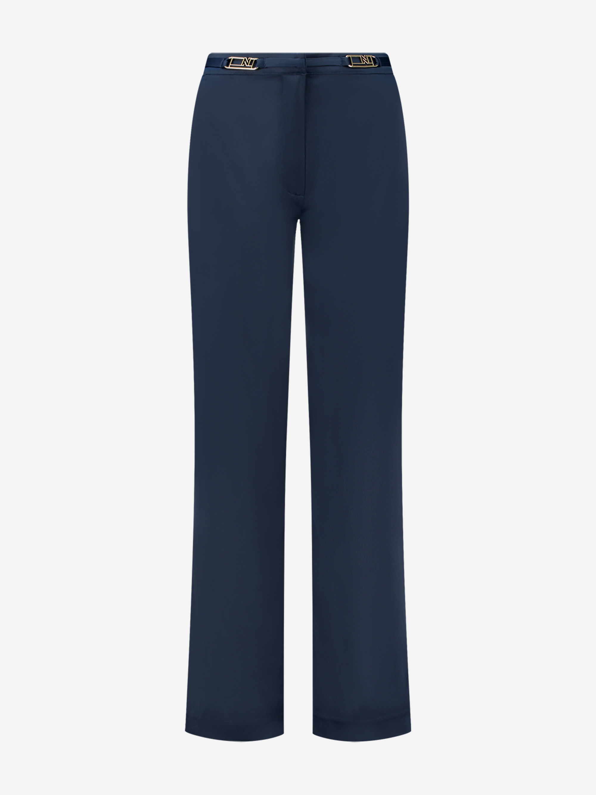  Mid rise straight pants with satin look