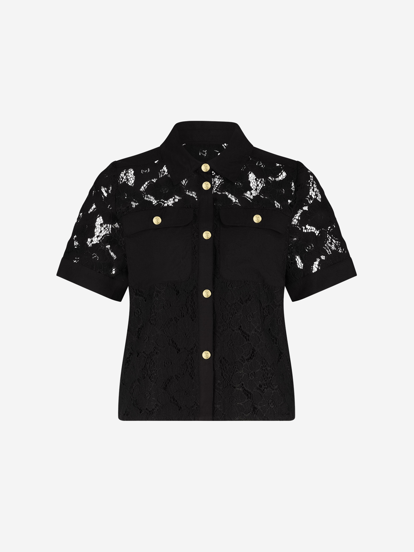 Open knit blouse with floral pattern