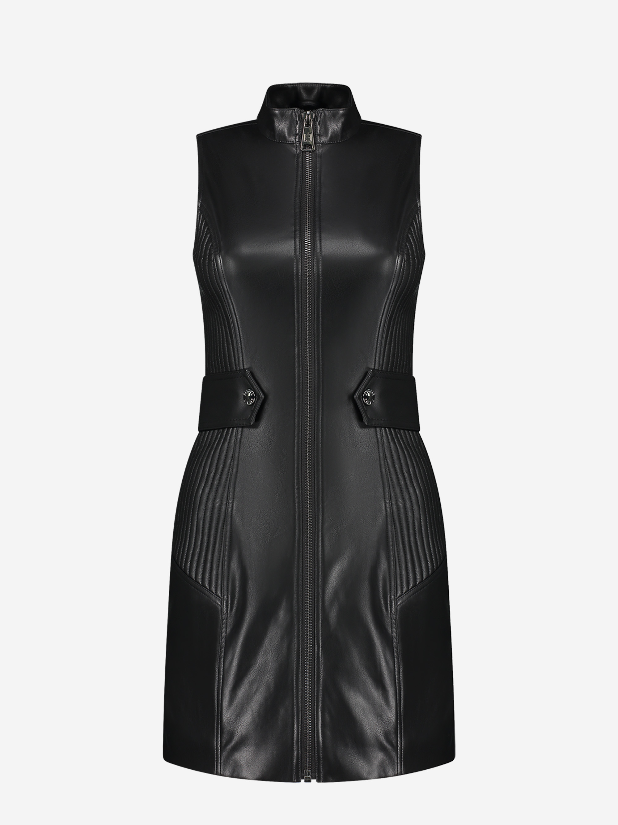 Sleeveless vegan leather dress