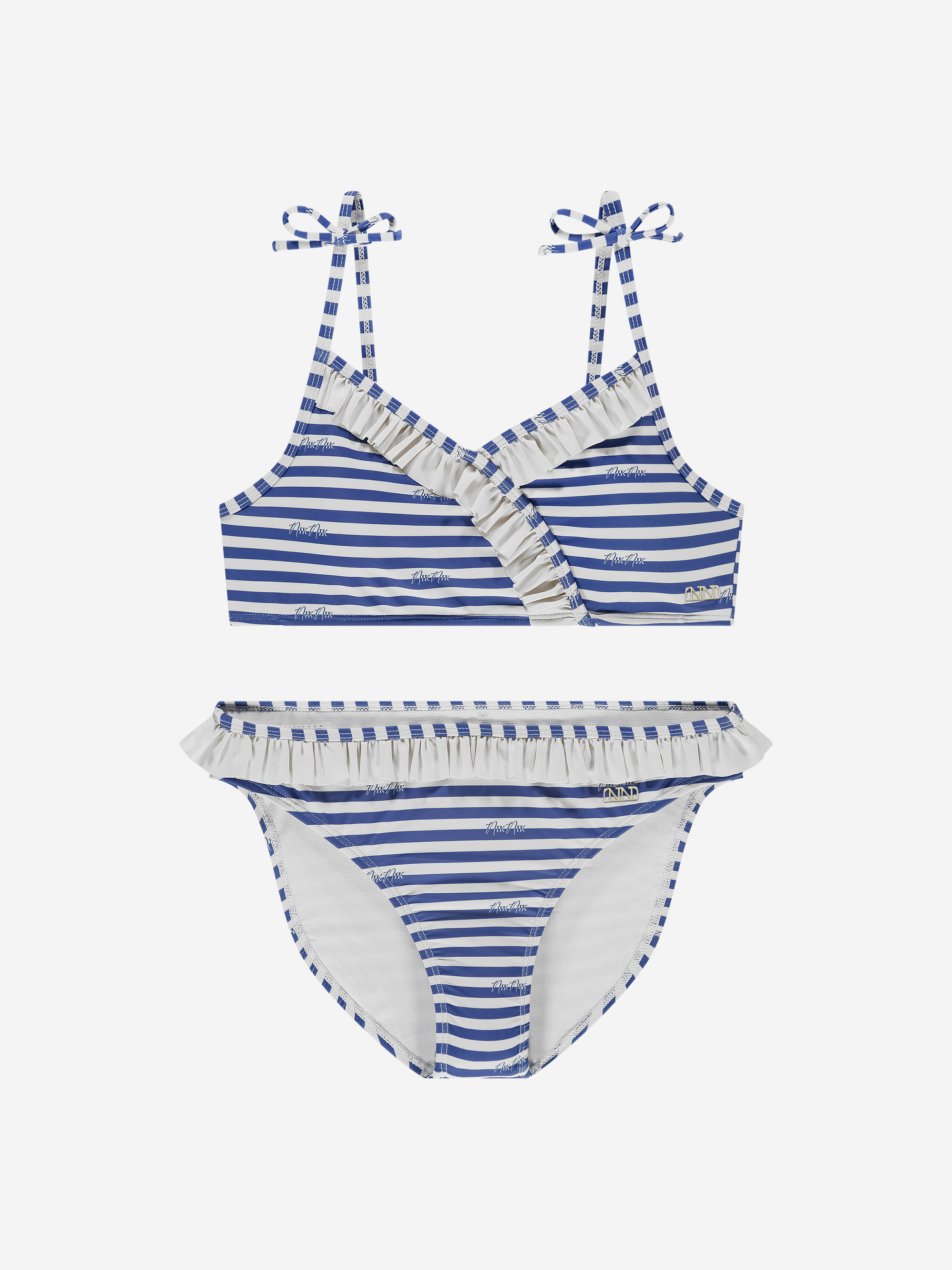Striped bikini with ruffles