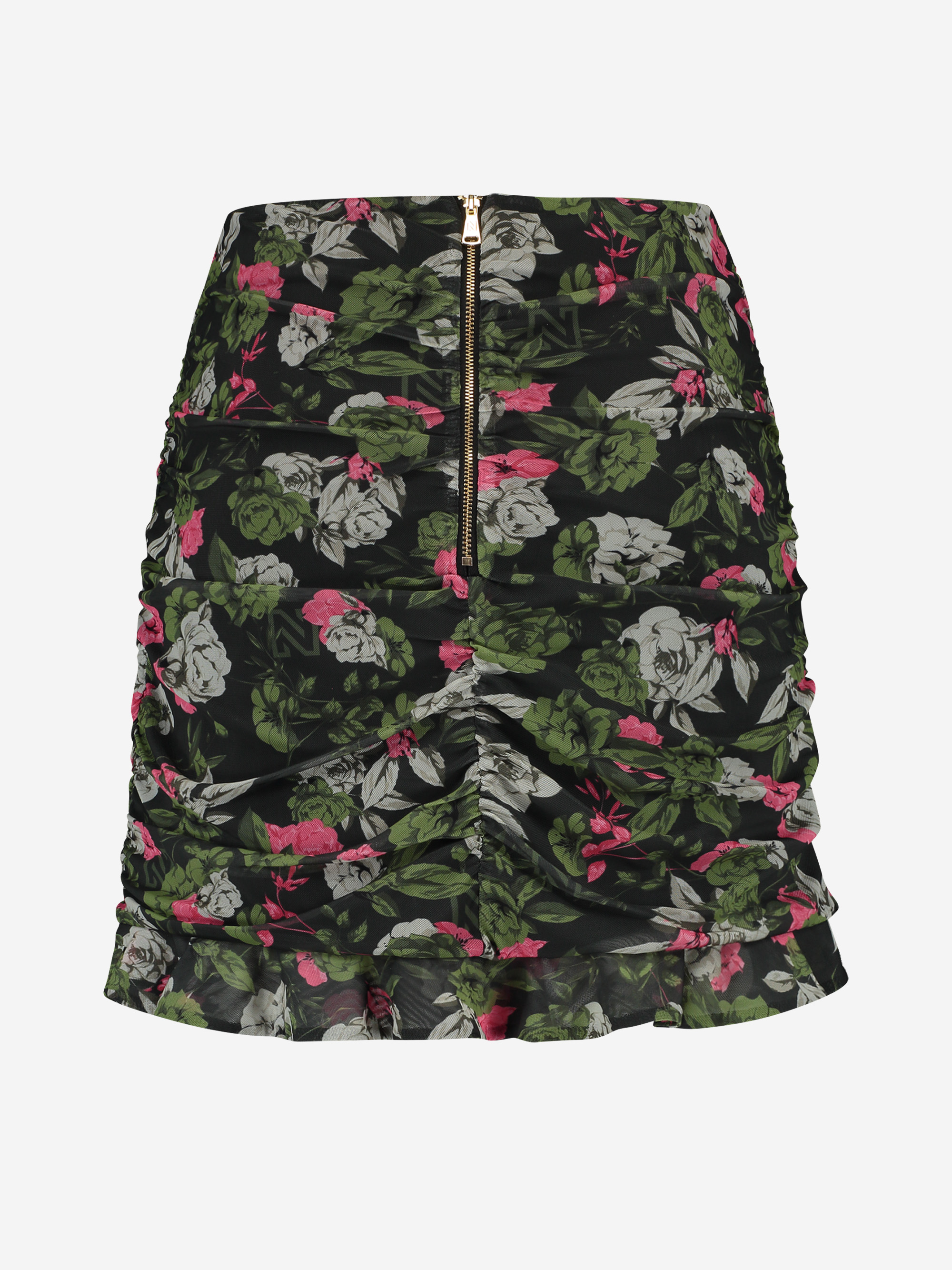 Mesh skirt with flower pint