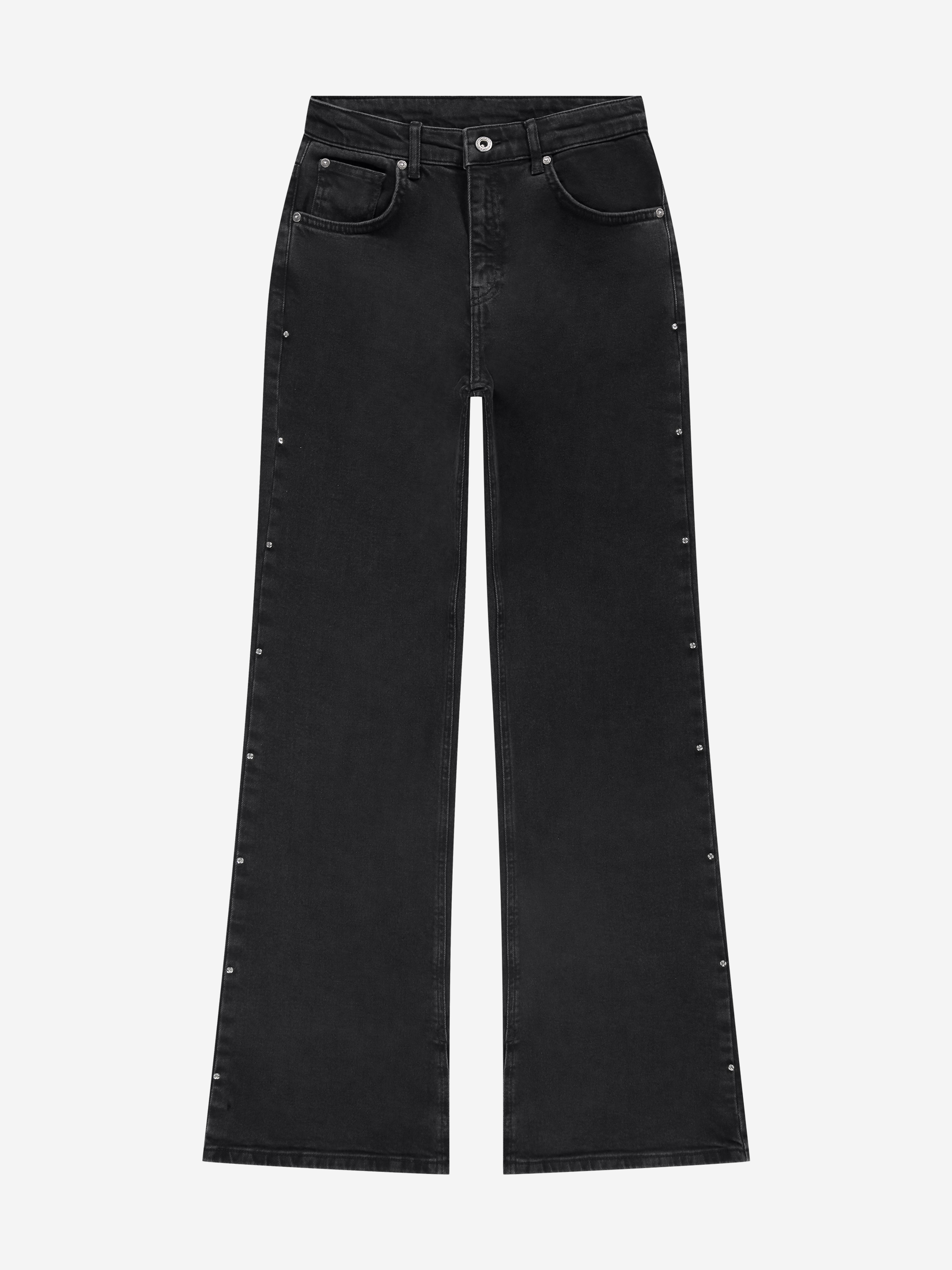 Flared jeans with studs on the side