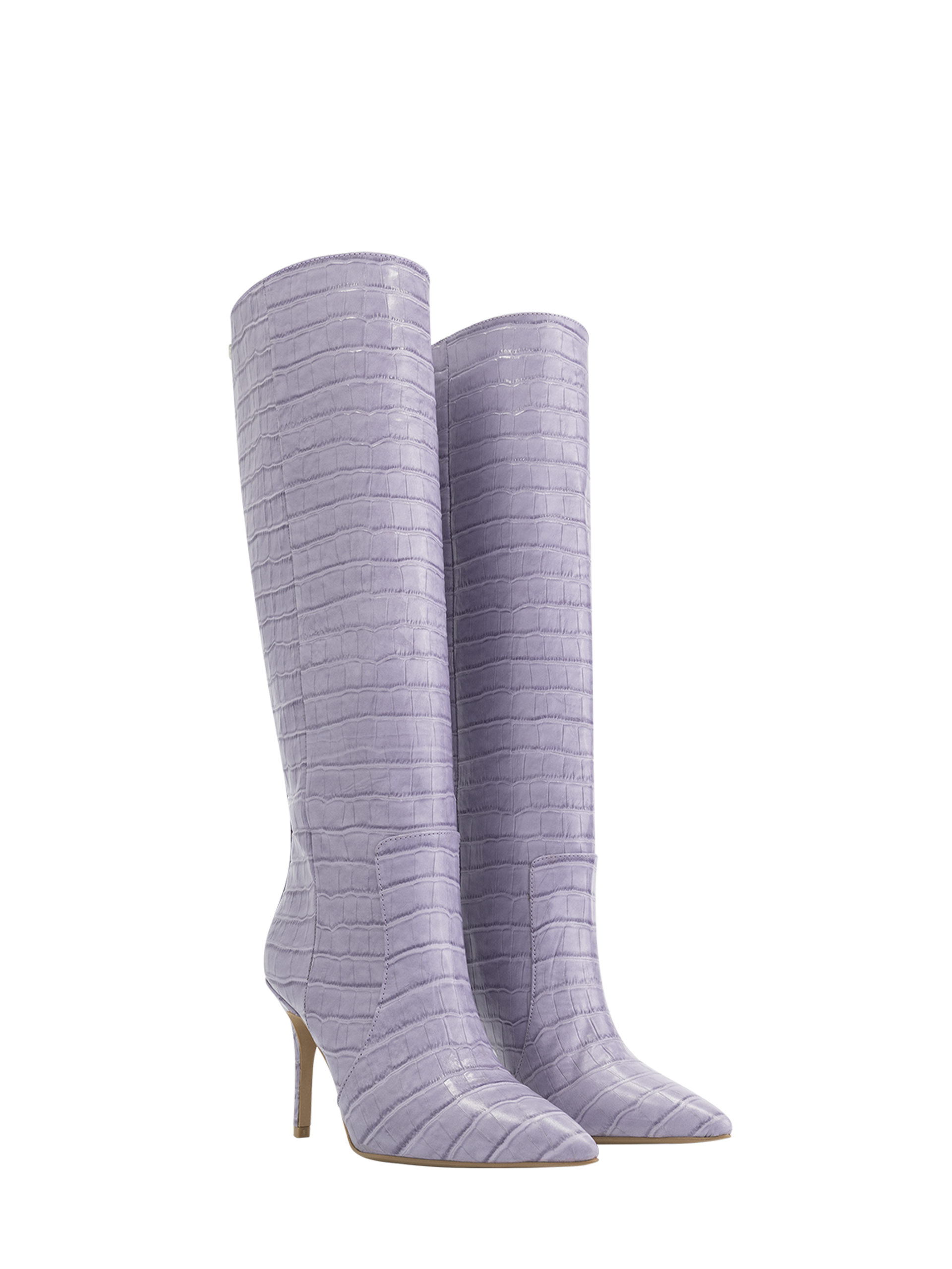 High Leather boots with heel and croco print 