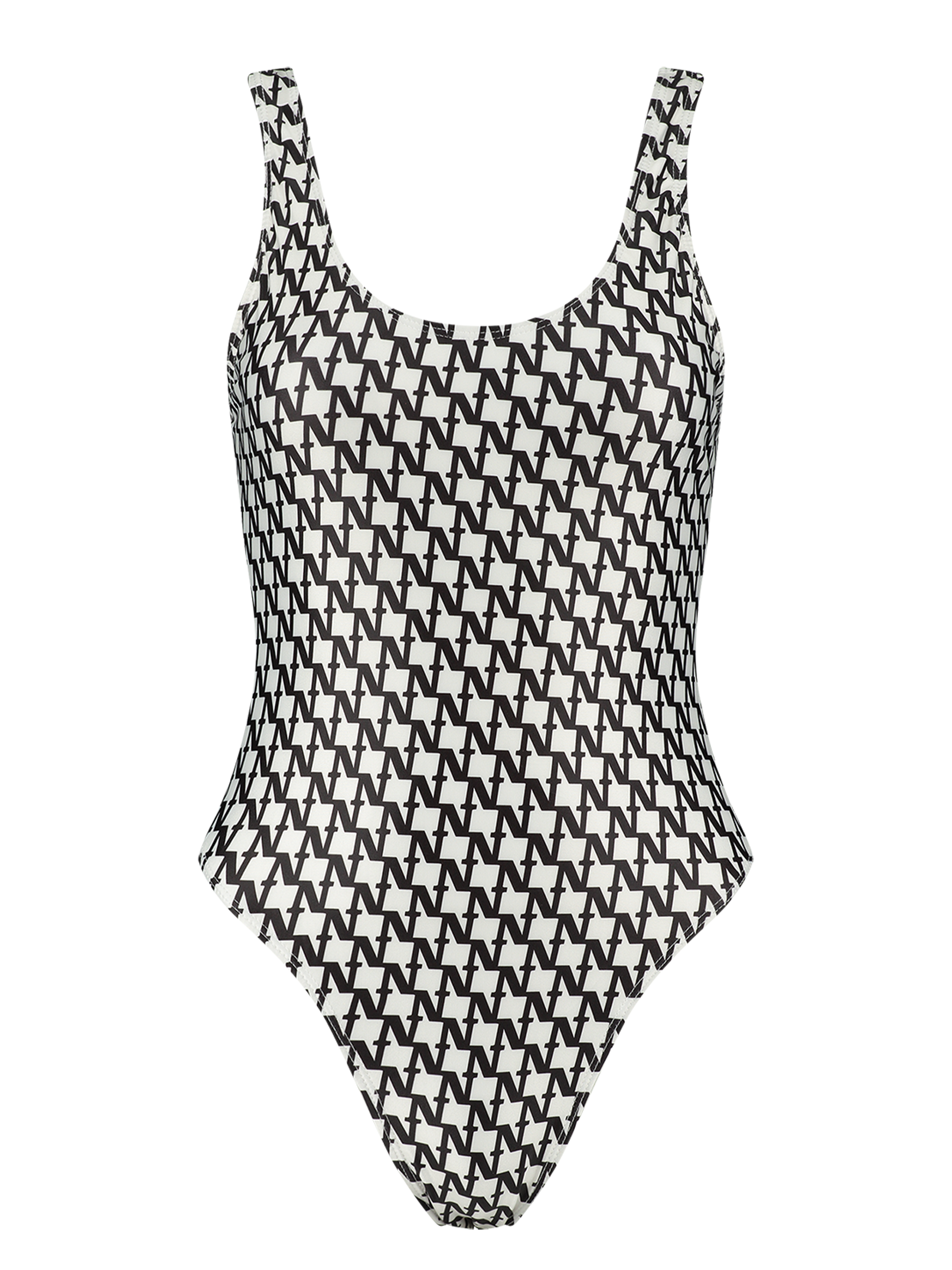 N mono logo print swimsuit 