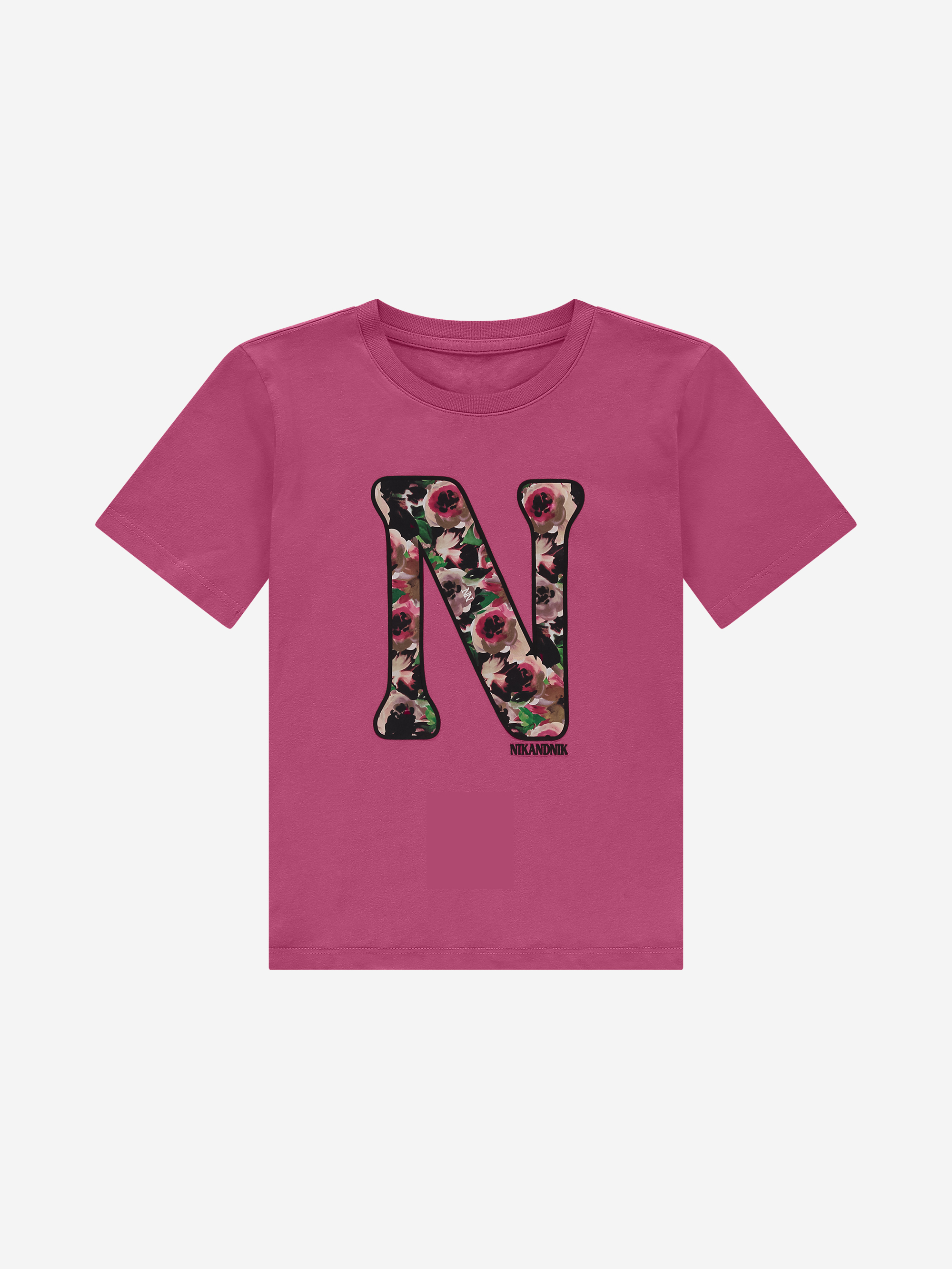 T-shirt met bloemenprint N-logo