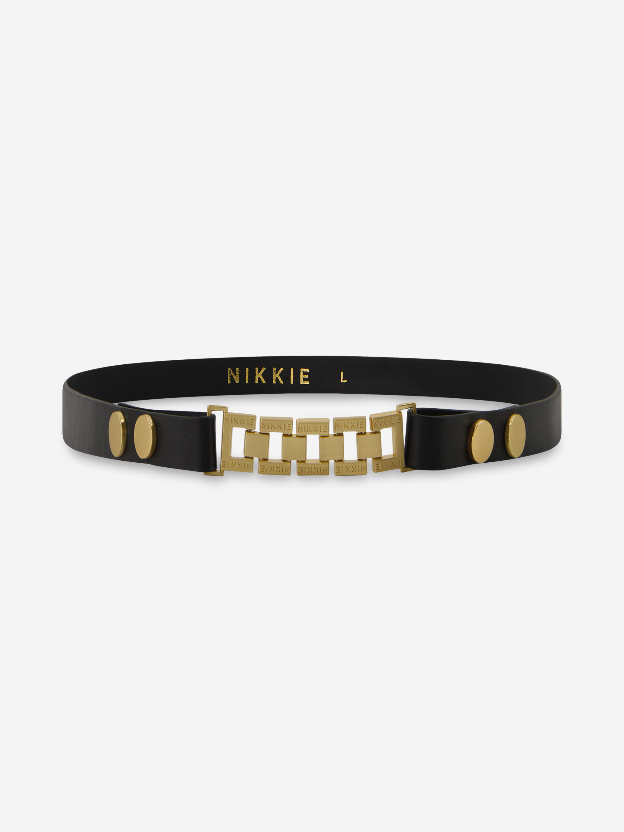 Leather waist belt with chain buckle