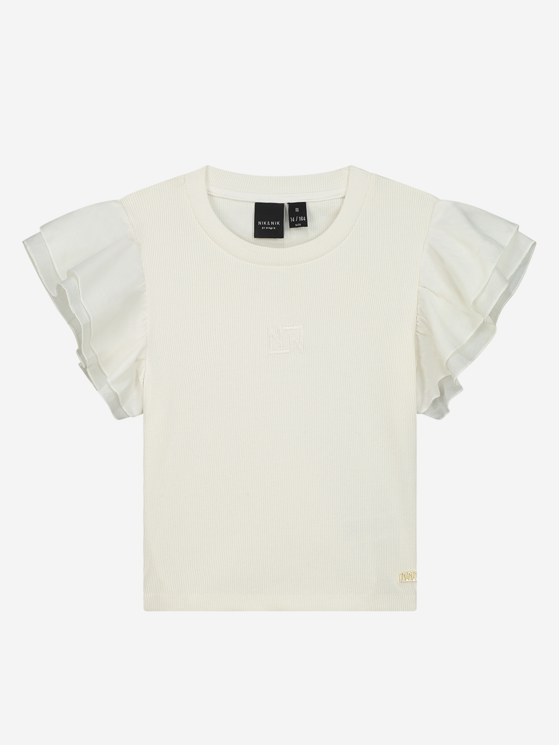 T-shirt met volant mouwen 