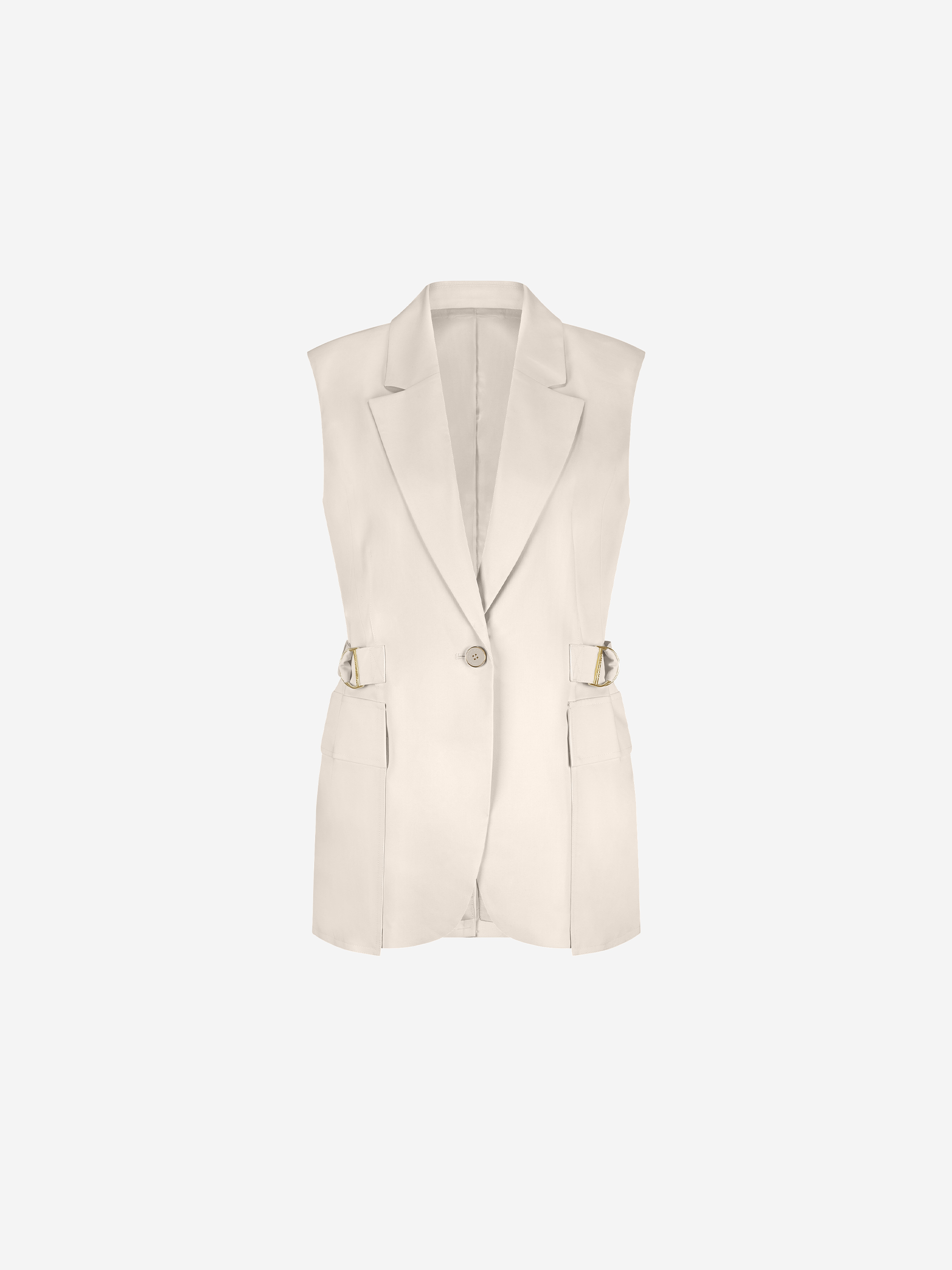 Mouwloze blazer met tailleband