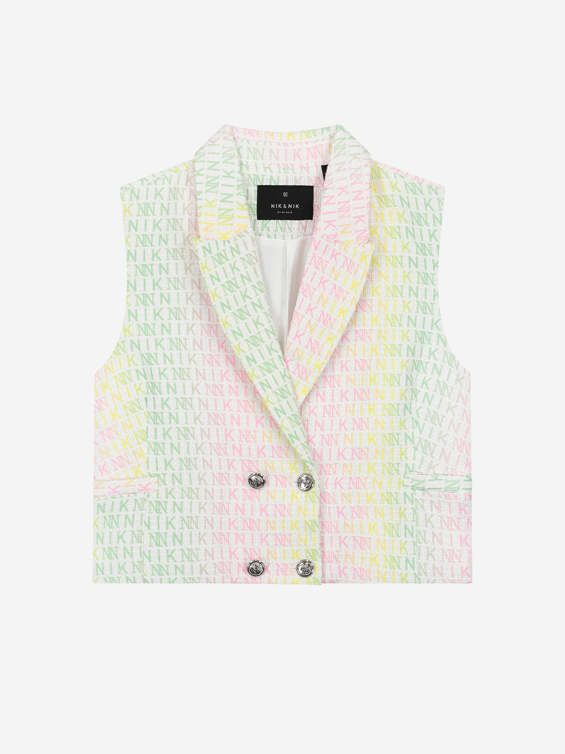 Mouwloze blazer met all over NN logo