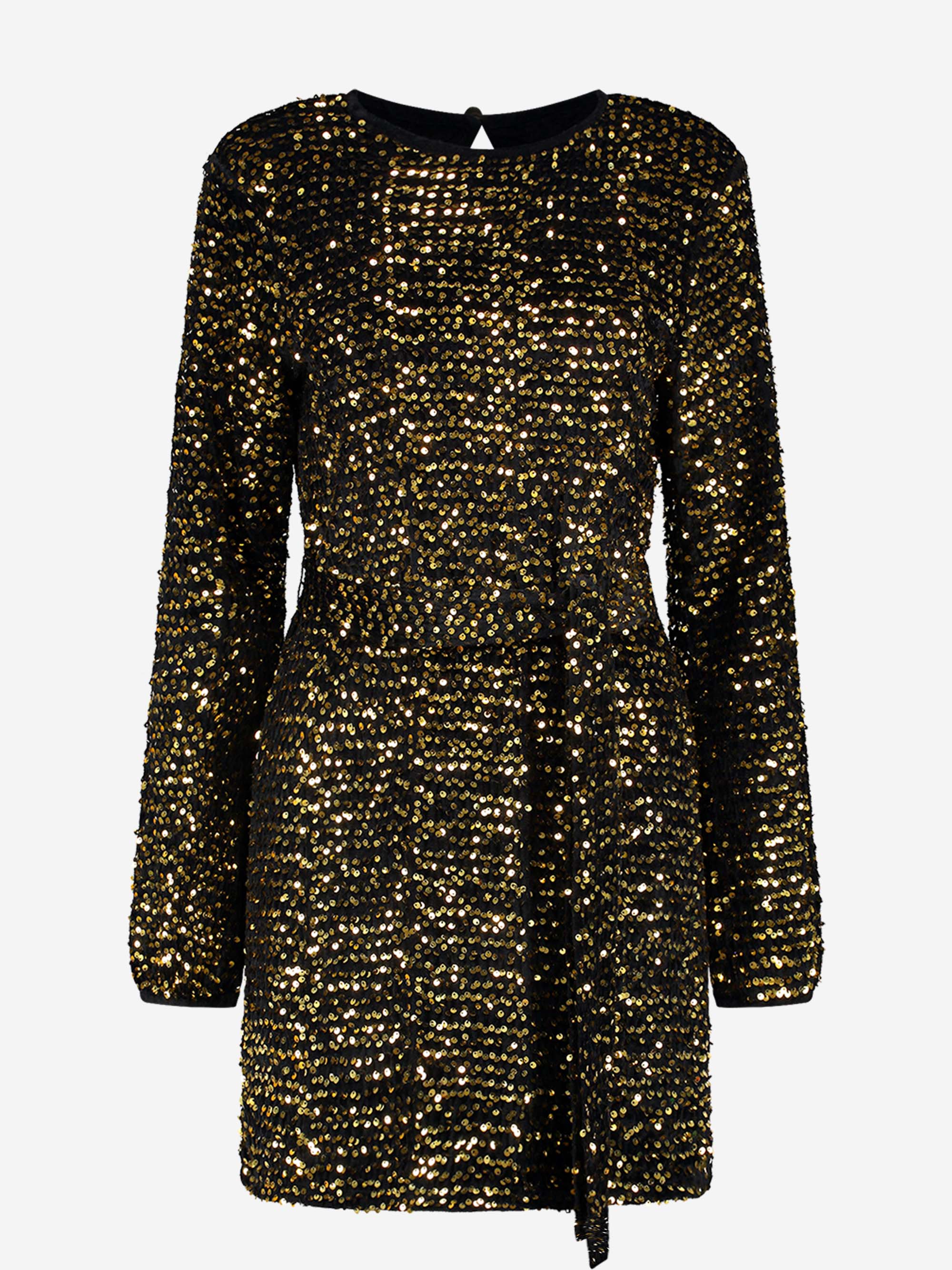 sequin dress with tie belt 
