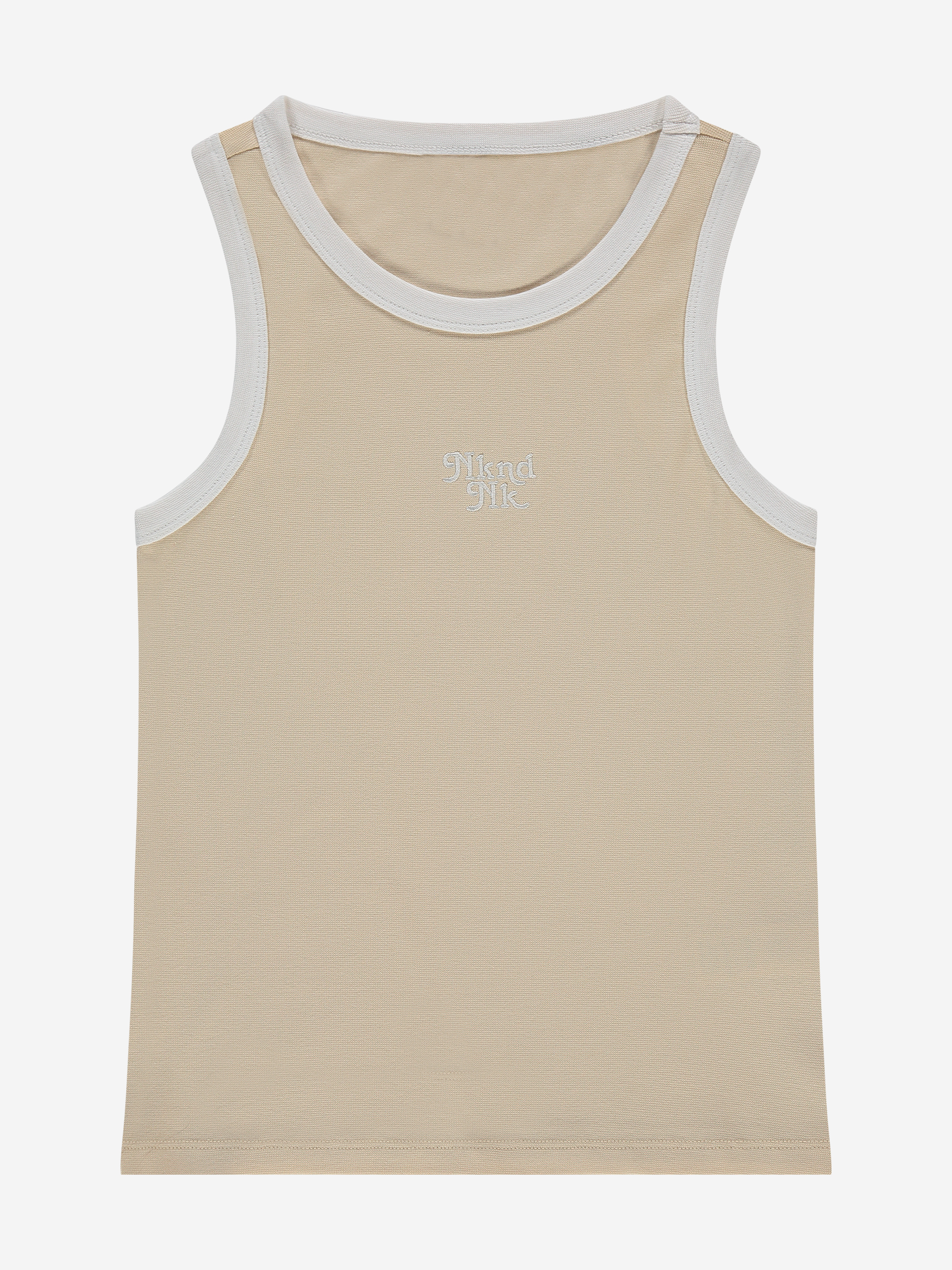 Aansluitende tank top met logo en biezen 