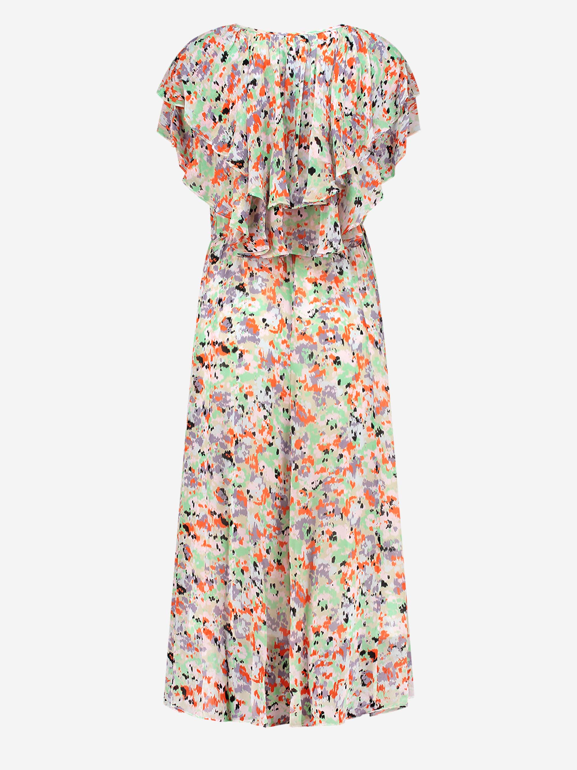  Bloemenprint maxi-jurk met elastische tailleband 