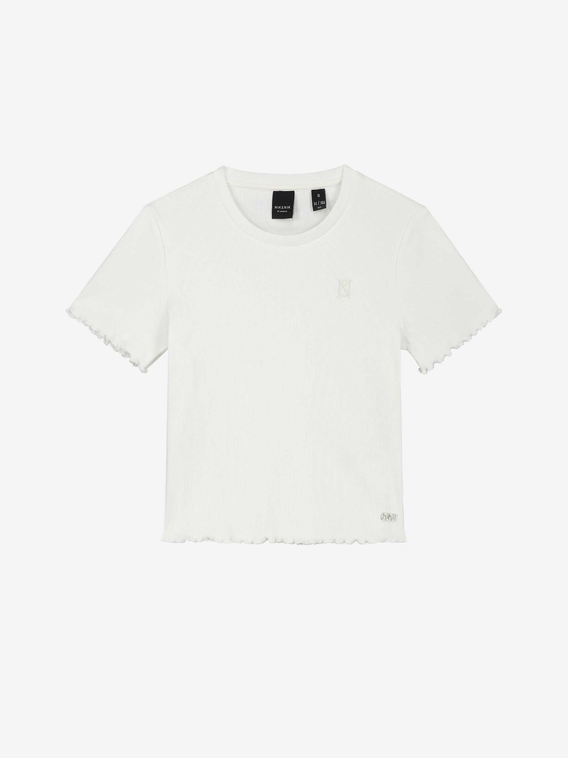 T-shirt met gegolfde randjes