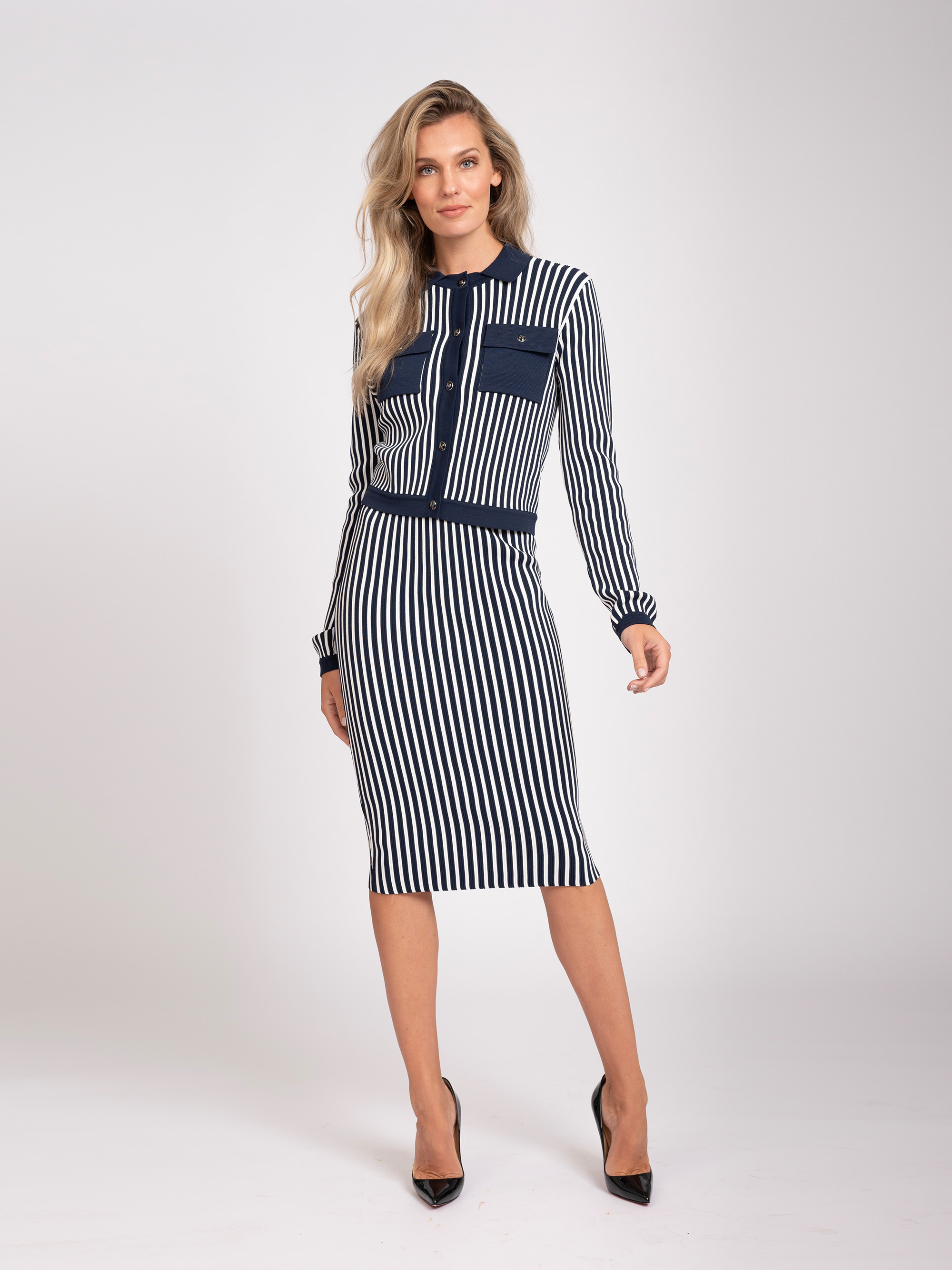 Fitted skirt with stripes 