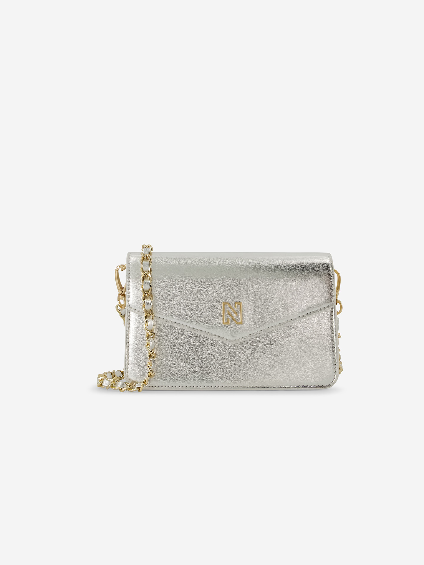 Silver metallic shoulder bag