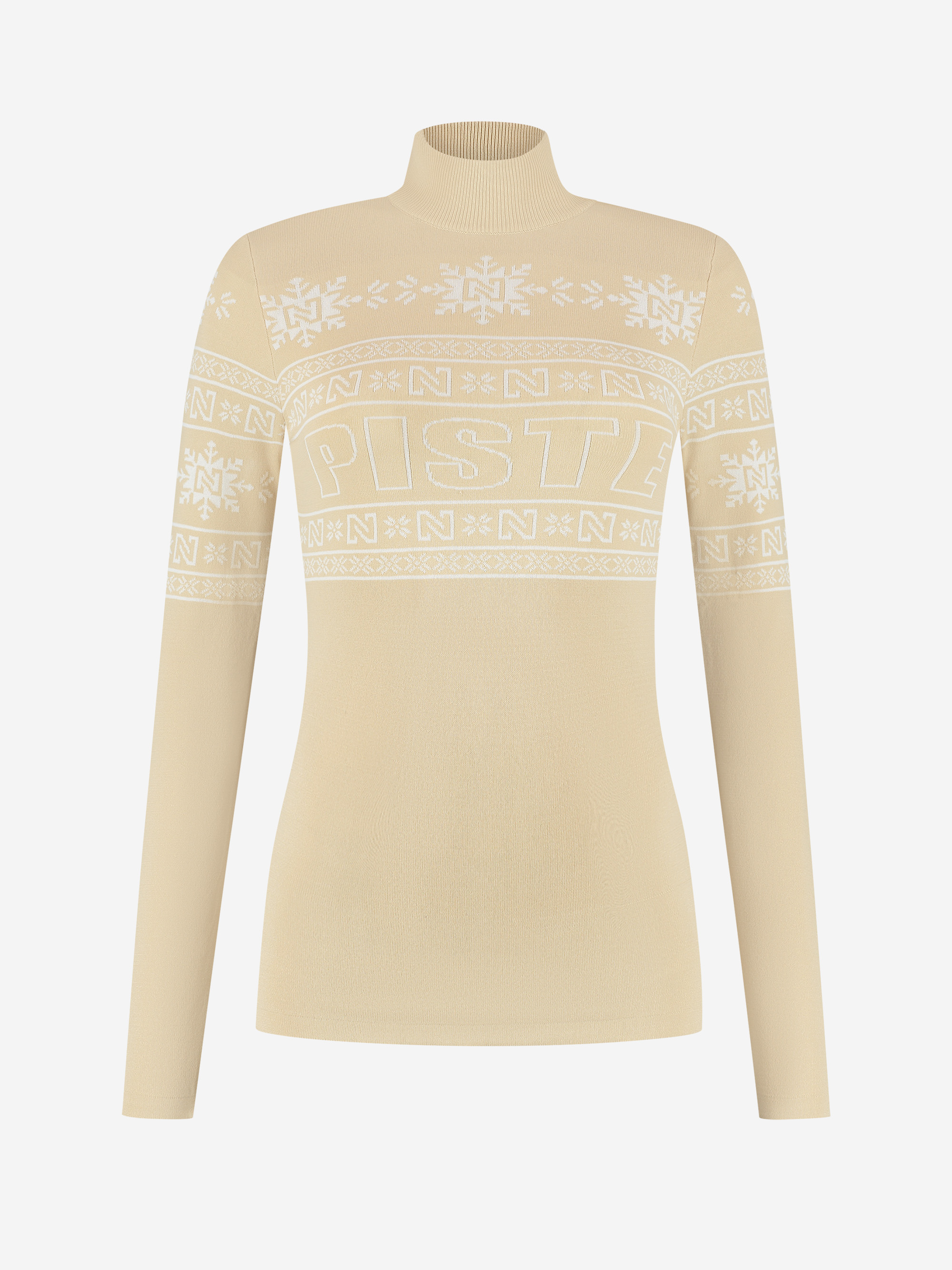 Fitted top with logo pattern and turtleneck