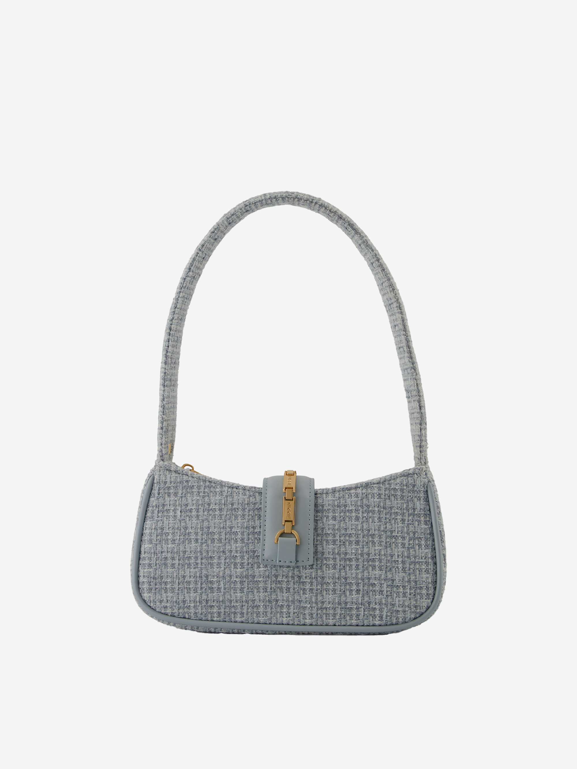Tweed shoulder bag with logo buckle